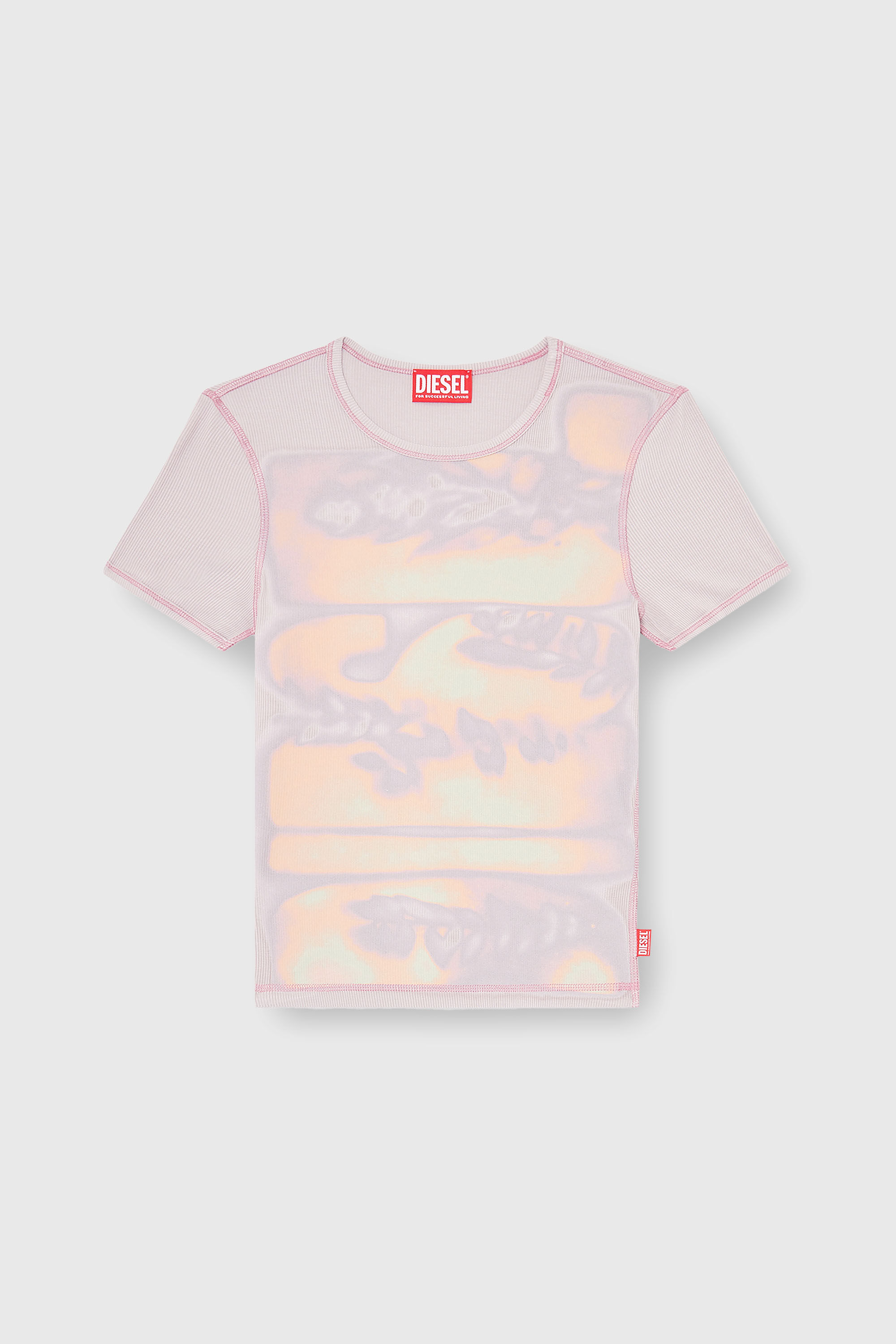 Diesel - T-ELE-LONG-AA1, Top aderente in jersey con stampa grafica Donna in Viola - 2
