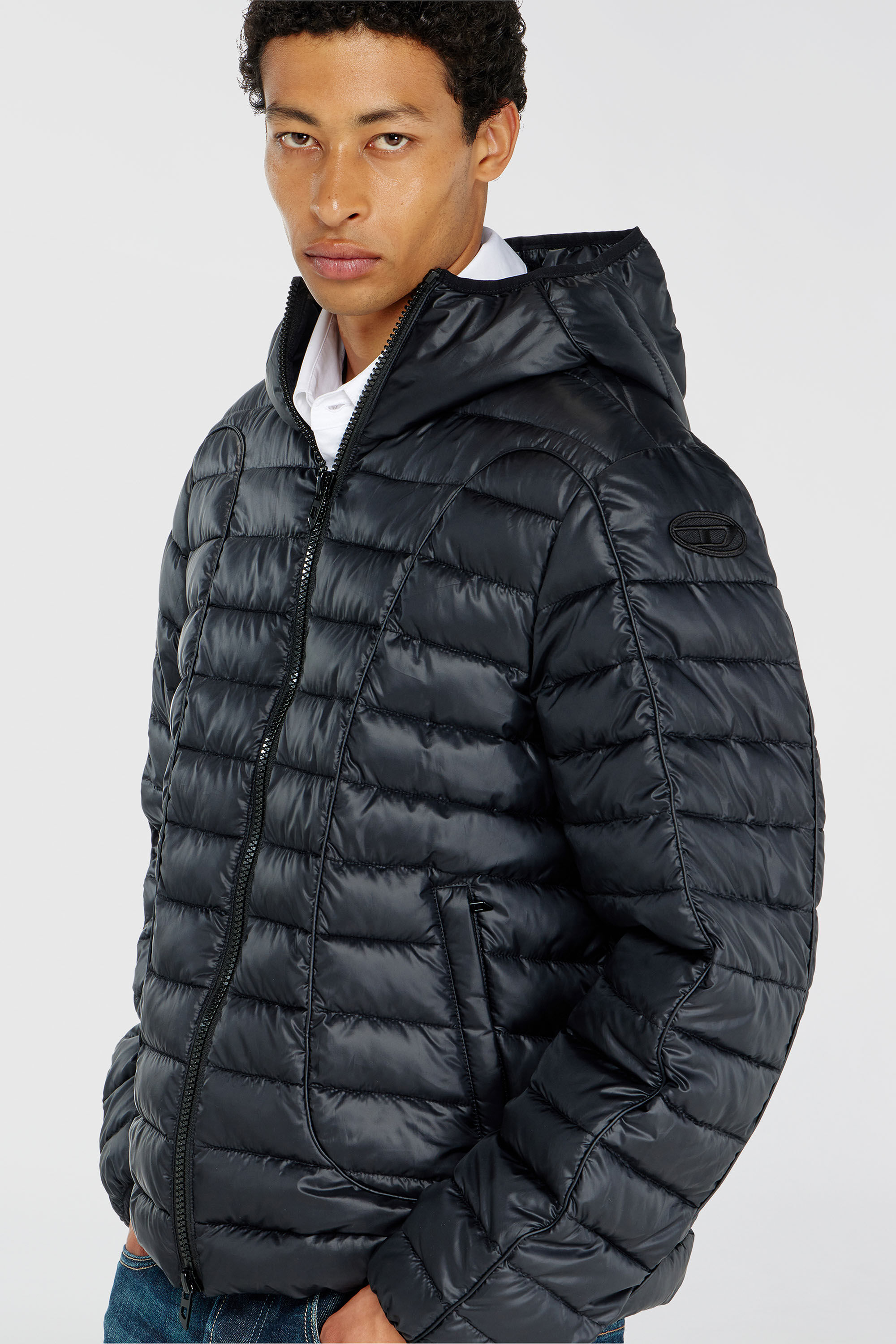 Diesel - W-STONE-WRD, Piumino con profili tono su tono Uomo in Nero - 5