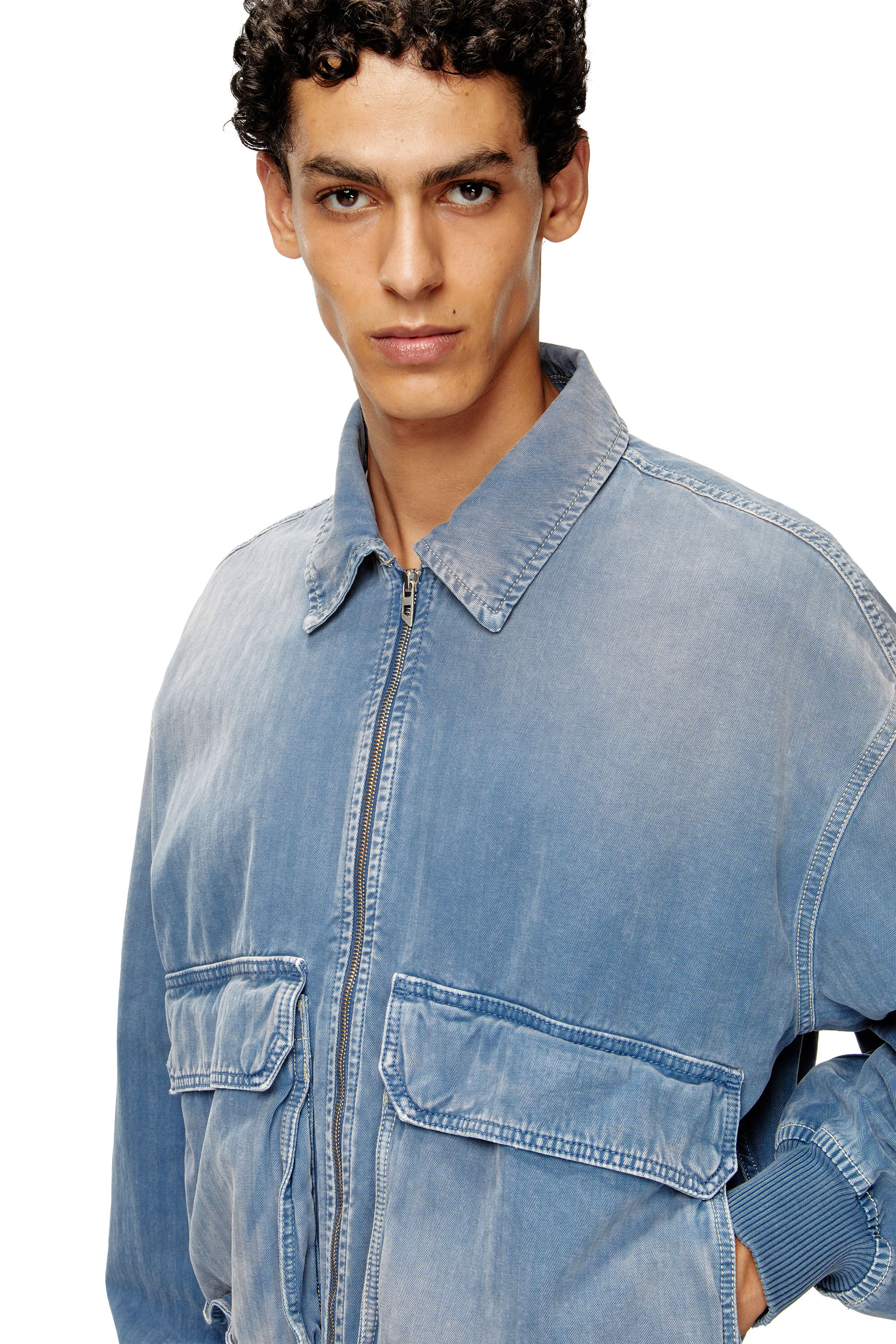 Diesel - D-KURZ, Giacca in denim colorato herringbone Unisex in Blu - 5