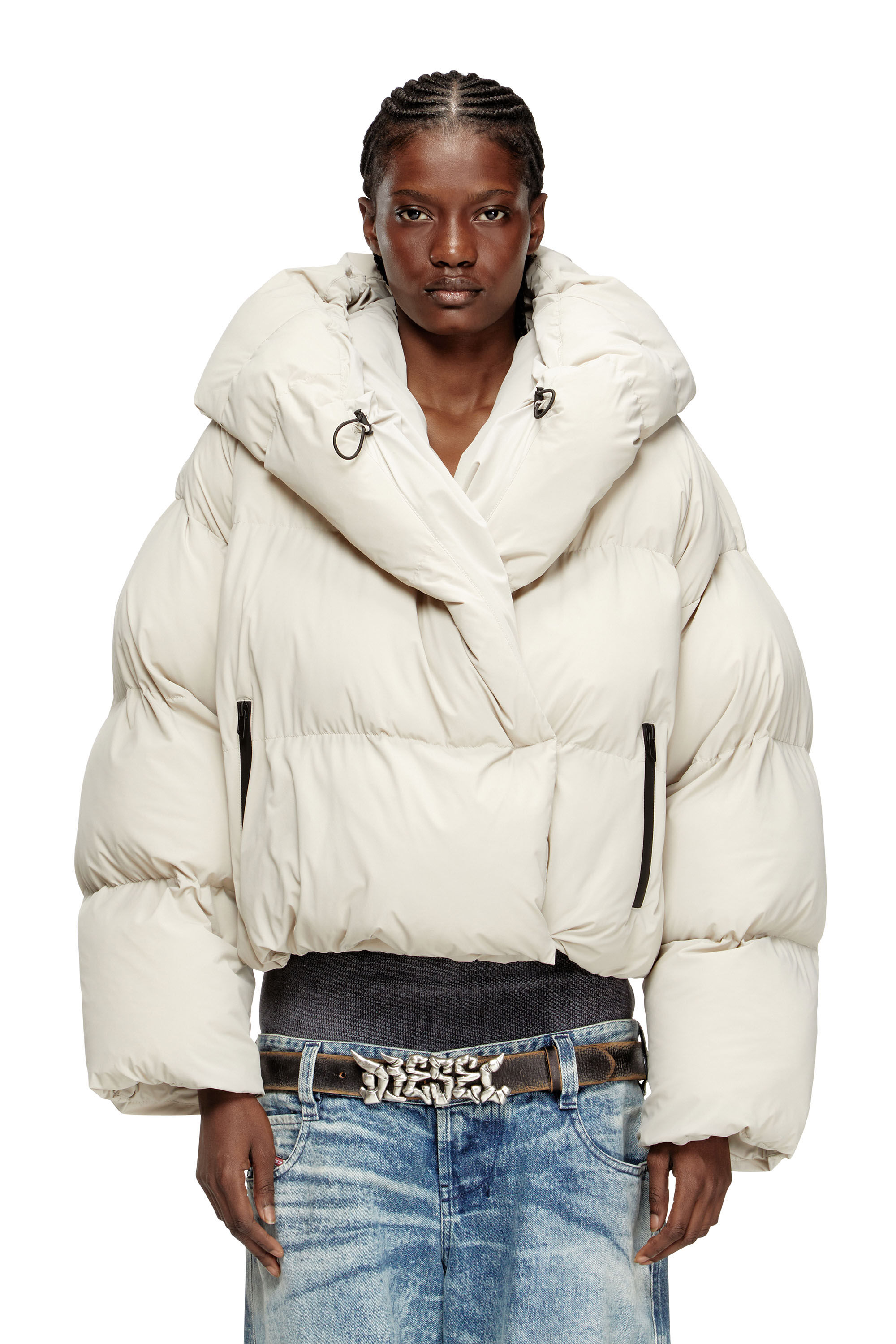 Diesel - W-ILEY-T1, Giacca imbottita a portafoglio in nylon bi-stretch Donna in Beige - 3