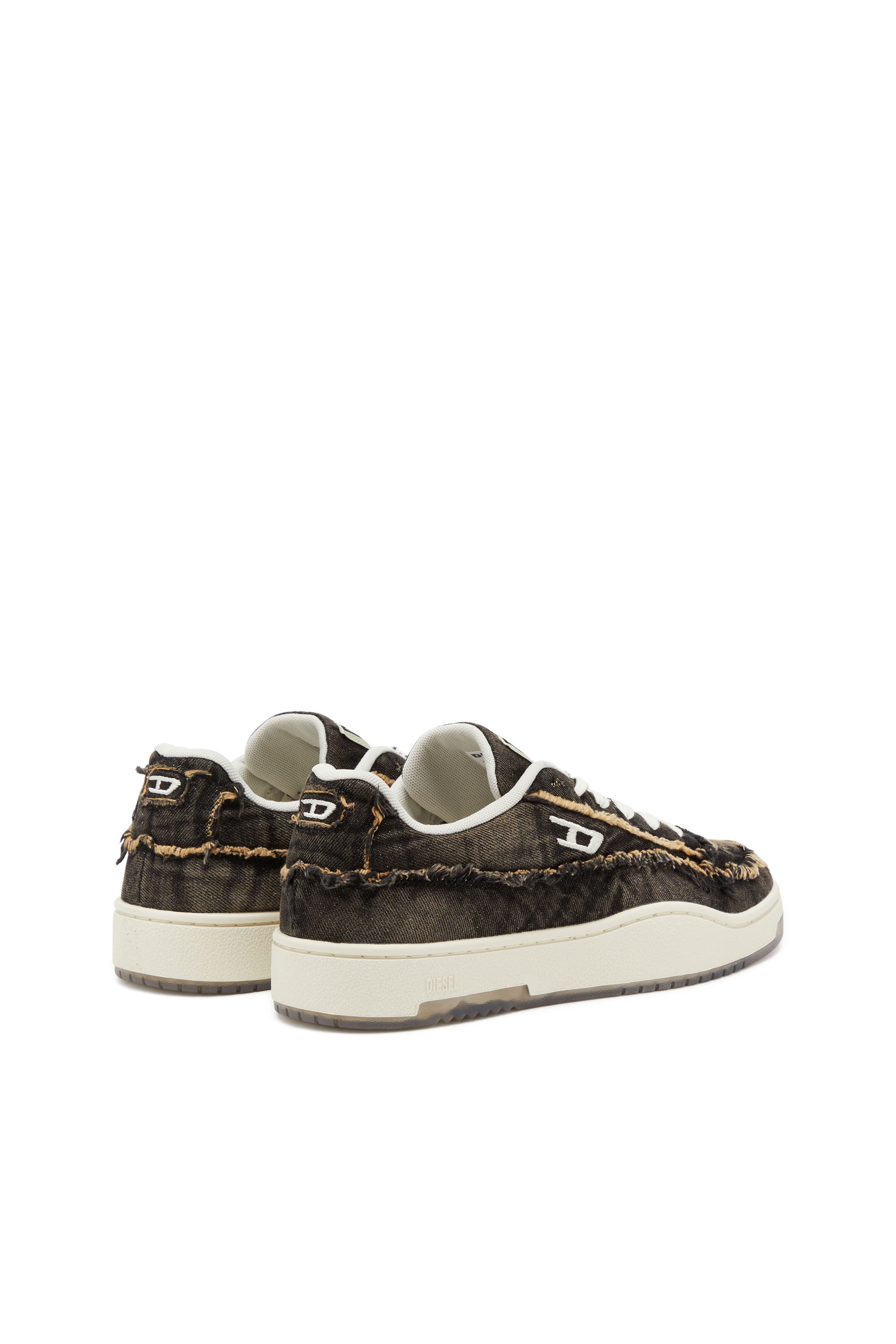 Diesel - S-TRACKER-D LOW, S-Tracker-D-Sneaker in denim sfrangiato e suola trasprarente Uomo in Nero - 3