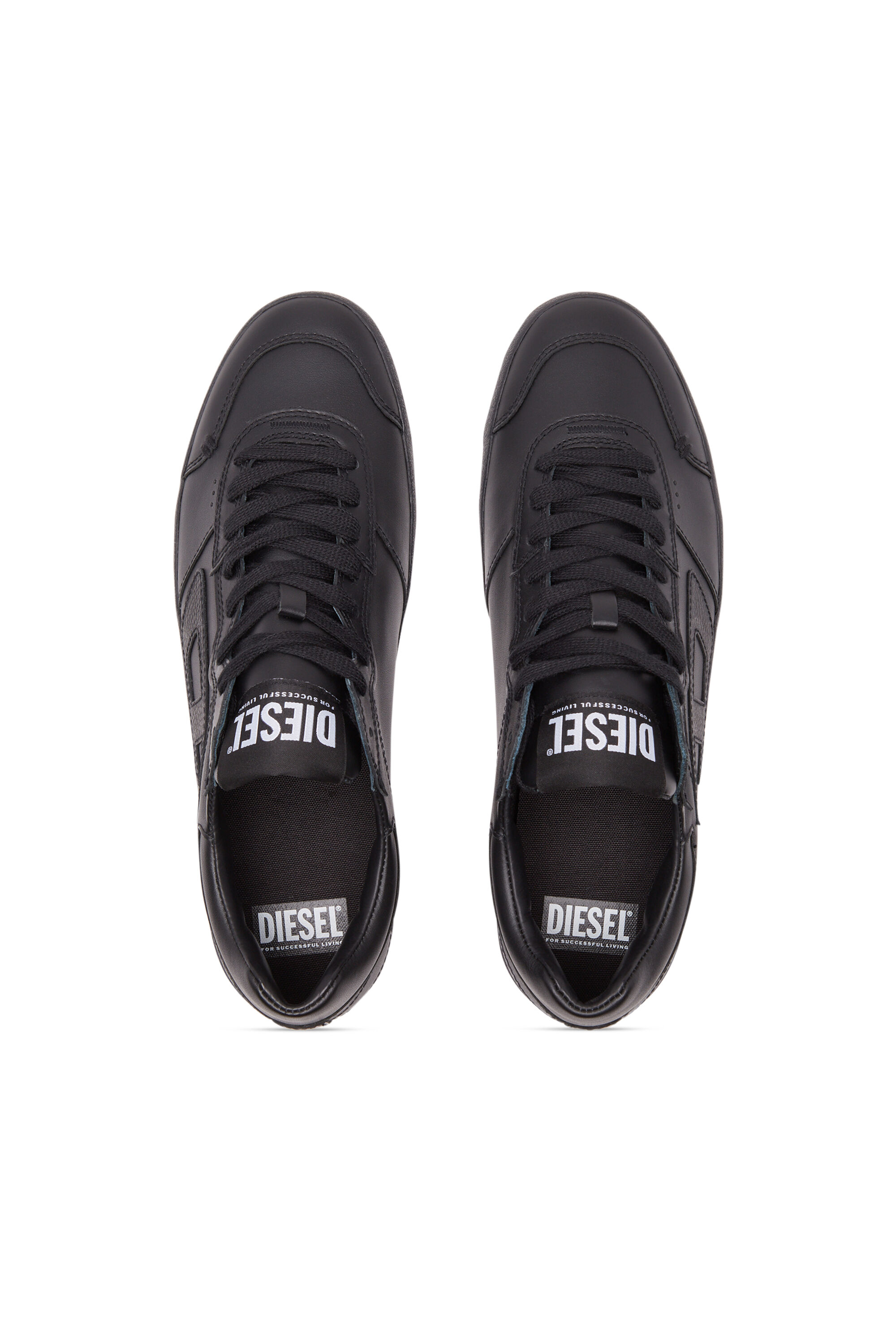 S Leroji Low Sneaker low top in pelle con logo D Uomo Nero Diesel