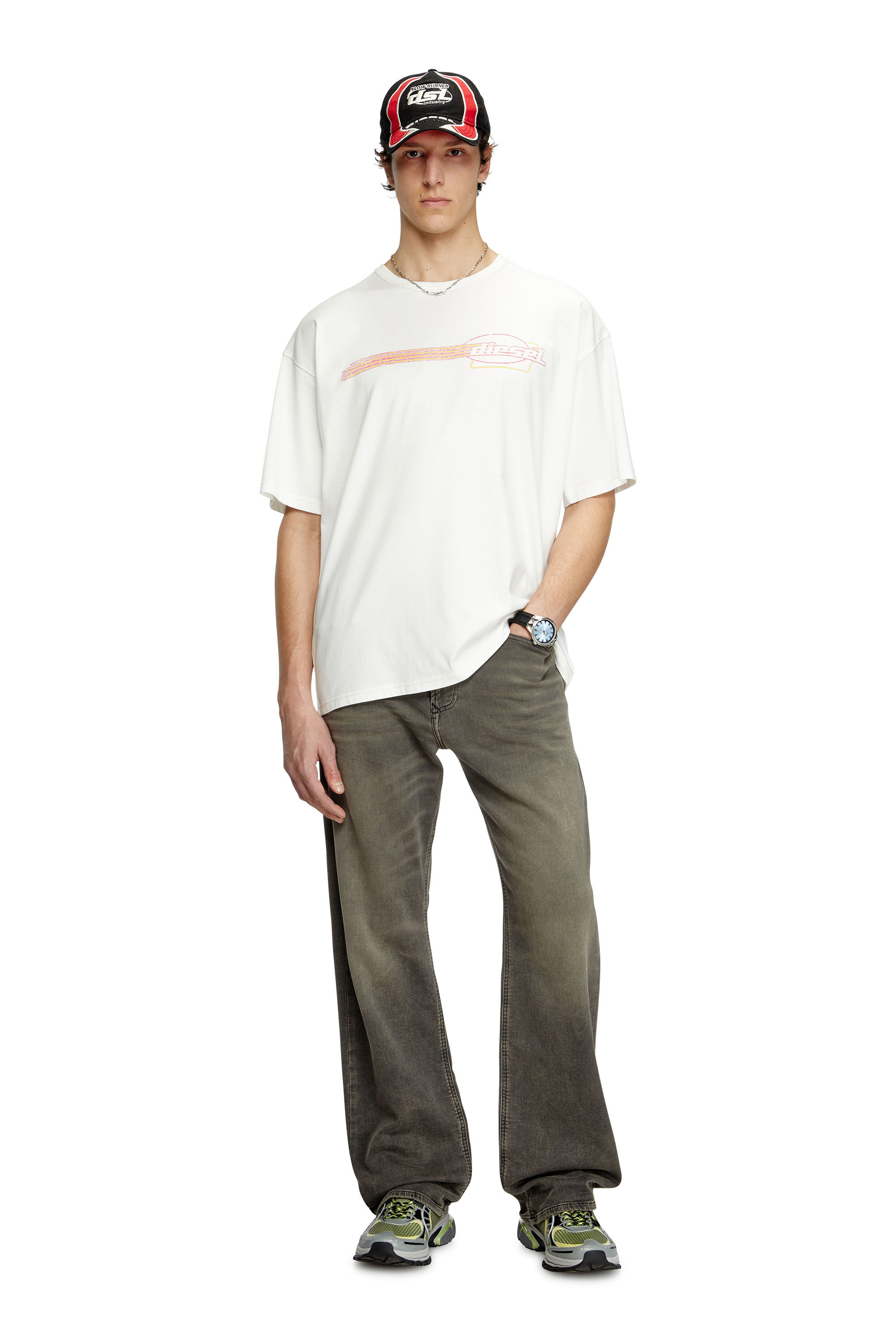 Diesel - T-BOXT-R16, T-shirt con grafiche floccate Uomo in Bianco - 1