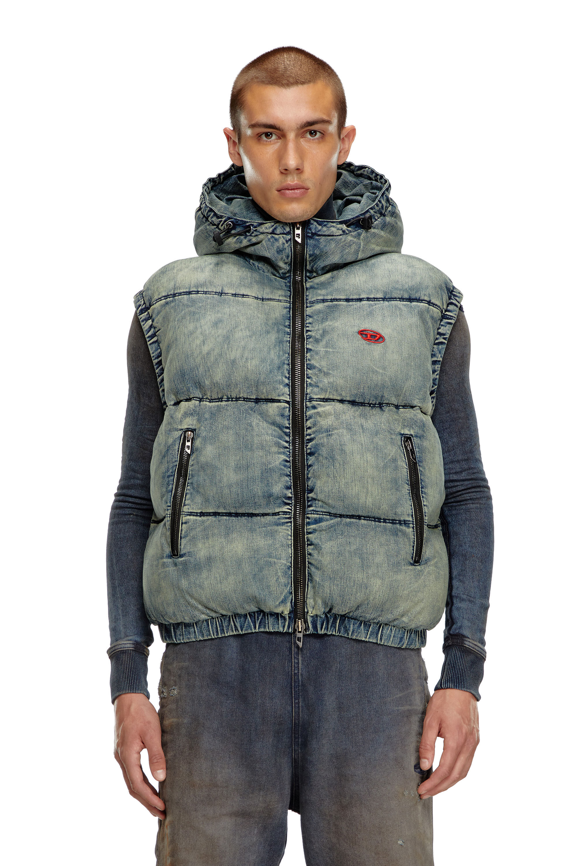 Diesel - W-MONS-SL, Gilet imbottito in denim schiarito Uomo in Blu - 3