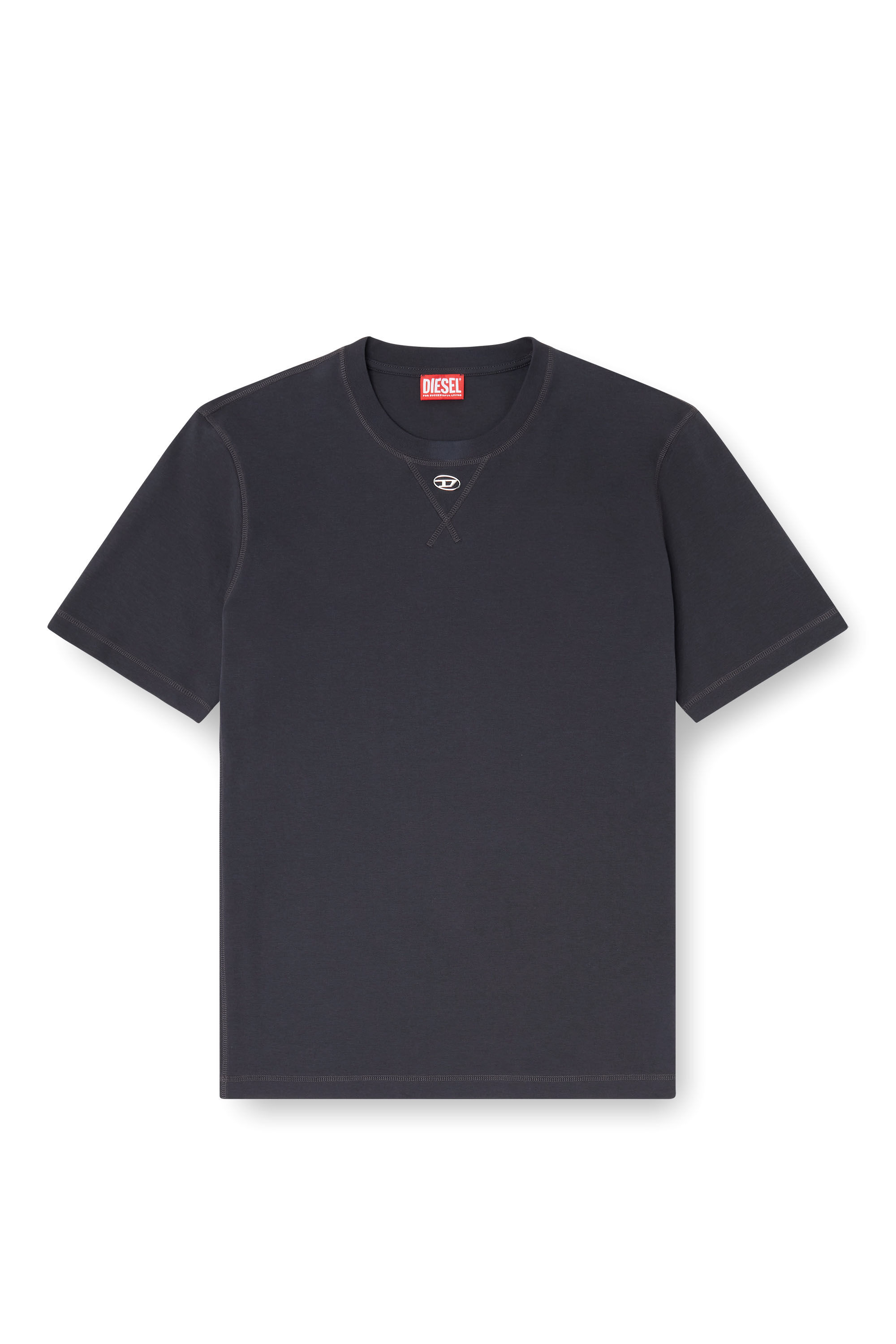 Diesel - T-MADJUST-TR, T-shirt regular con girocollo e Oval D Uomo in Grigio - 2