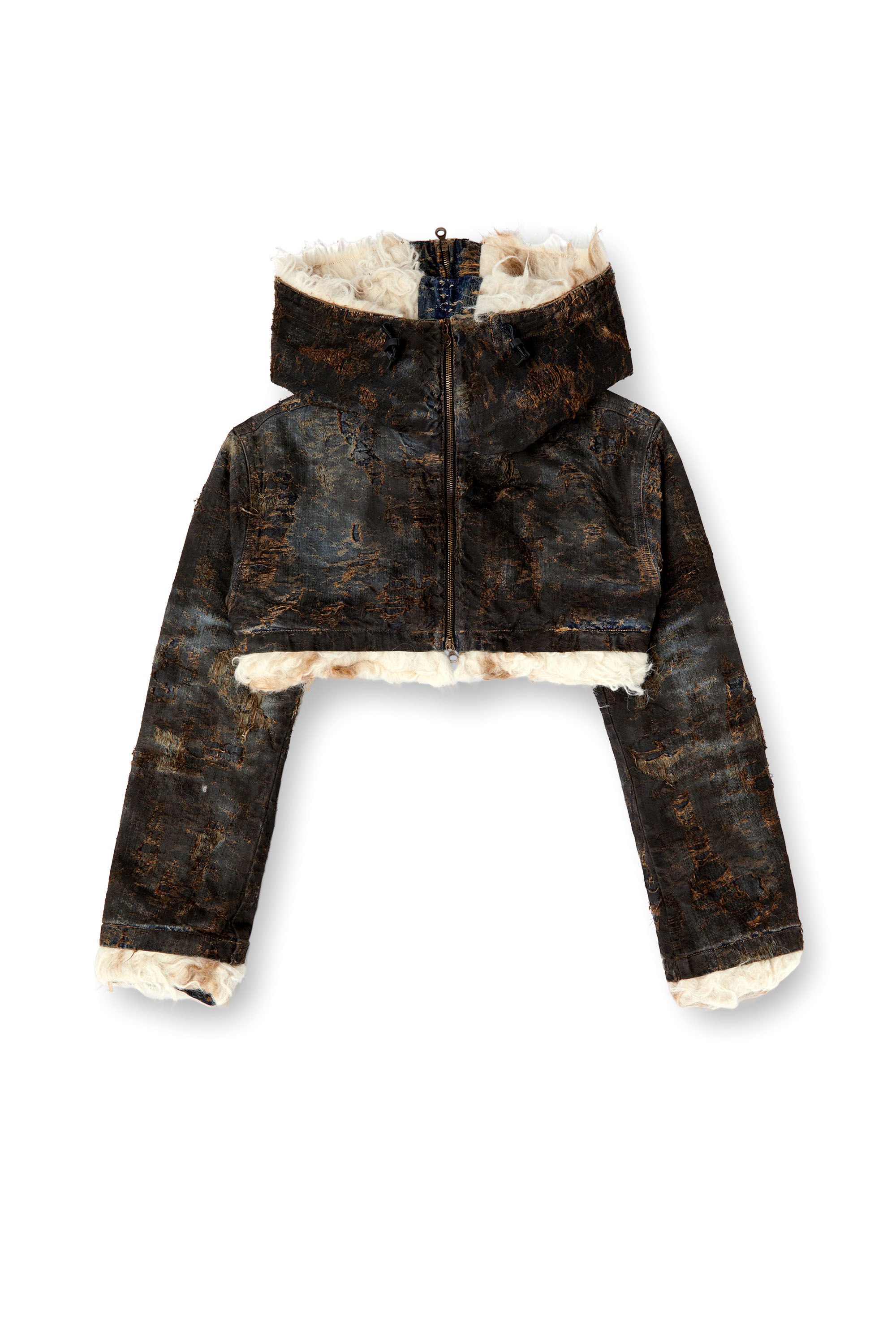 Diesel - DE-FU-FSF1, Giacca corta in denim jacquard effetto dirty Donna in Nero - 2