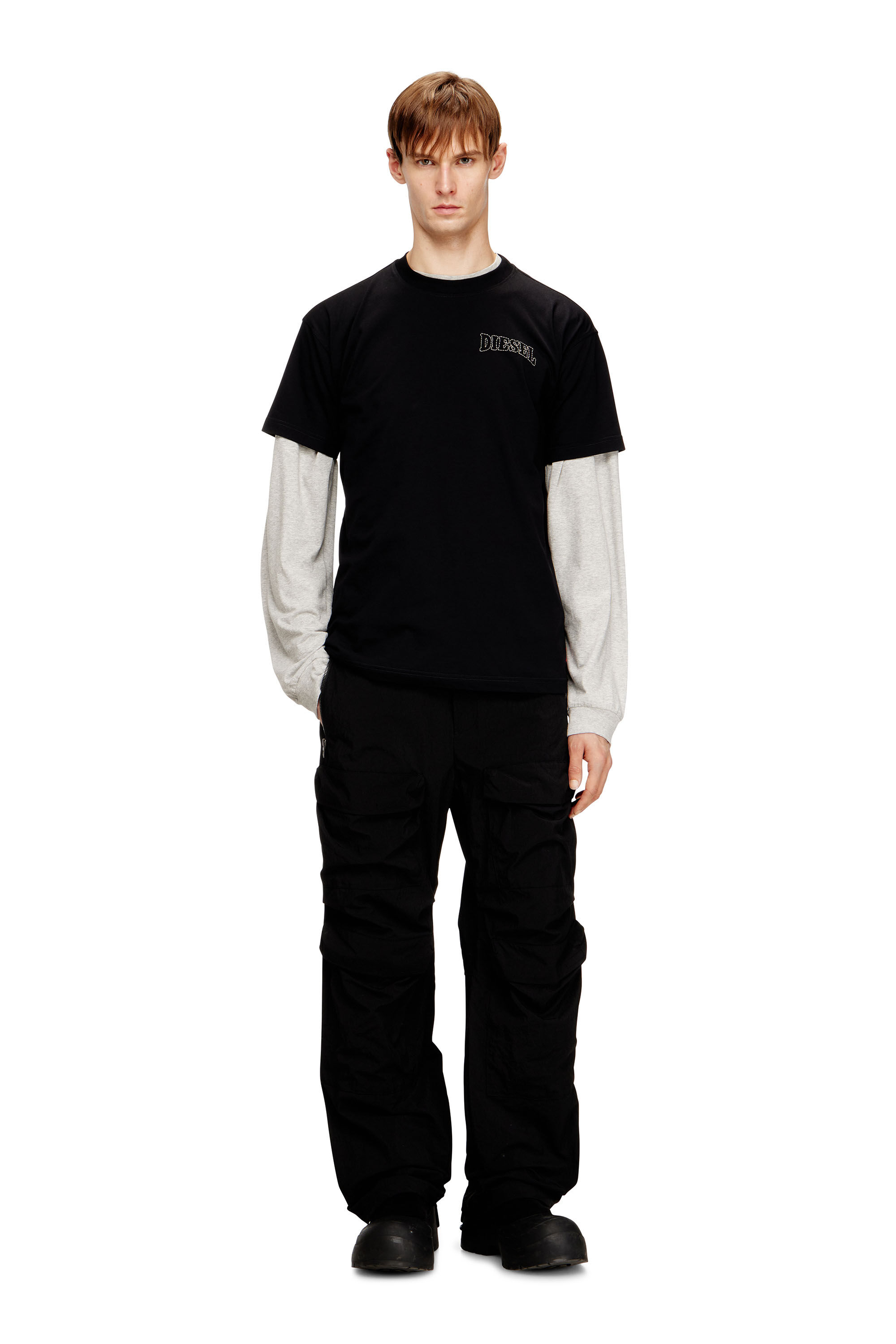 Diesel - T-NORM-V16, T-shirt regular in cotone con ricamo Diesel Uomo in Nero - 1
