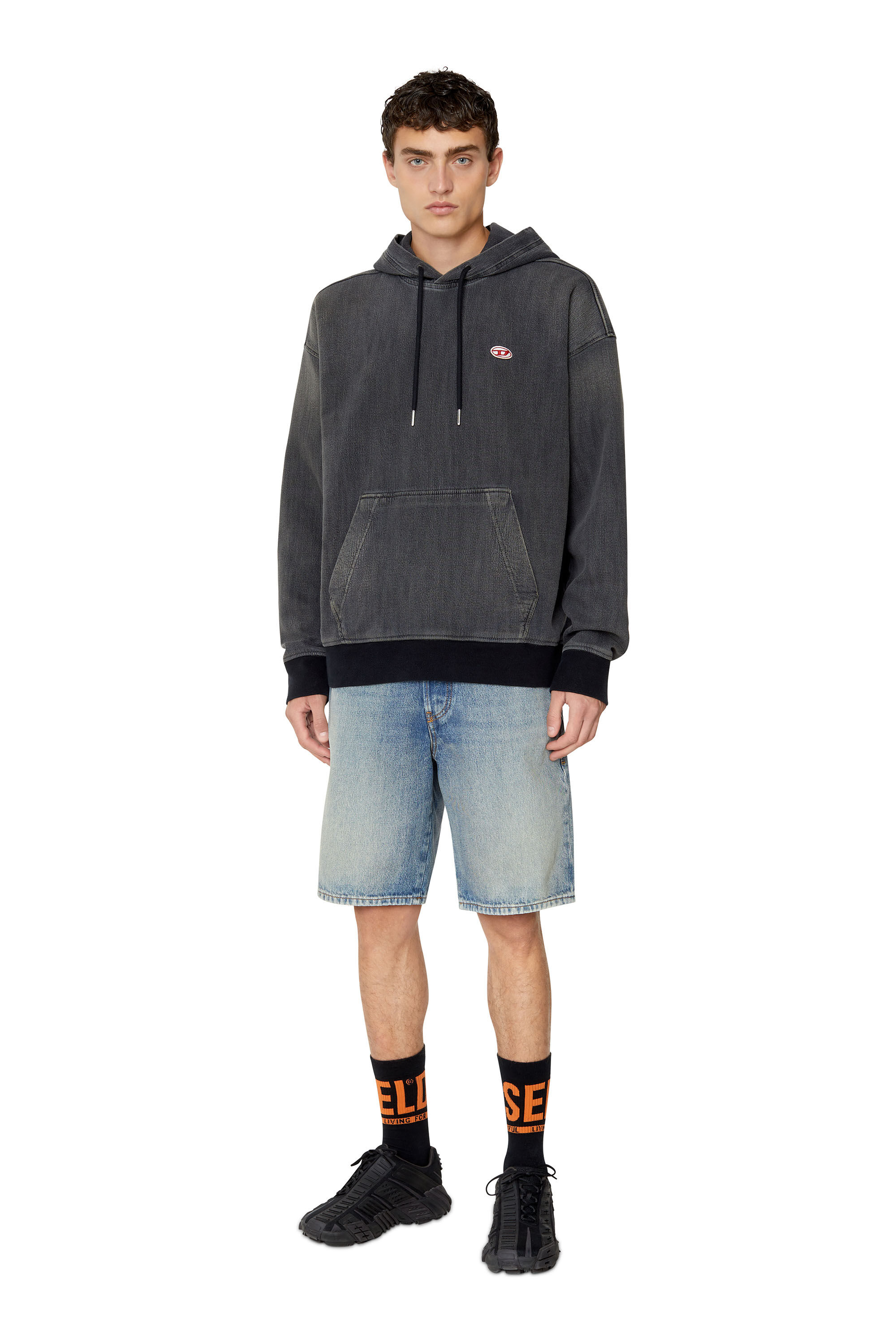 D UM RIB NE Uomo Felpa oversize in Track Denim Diesel