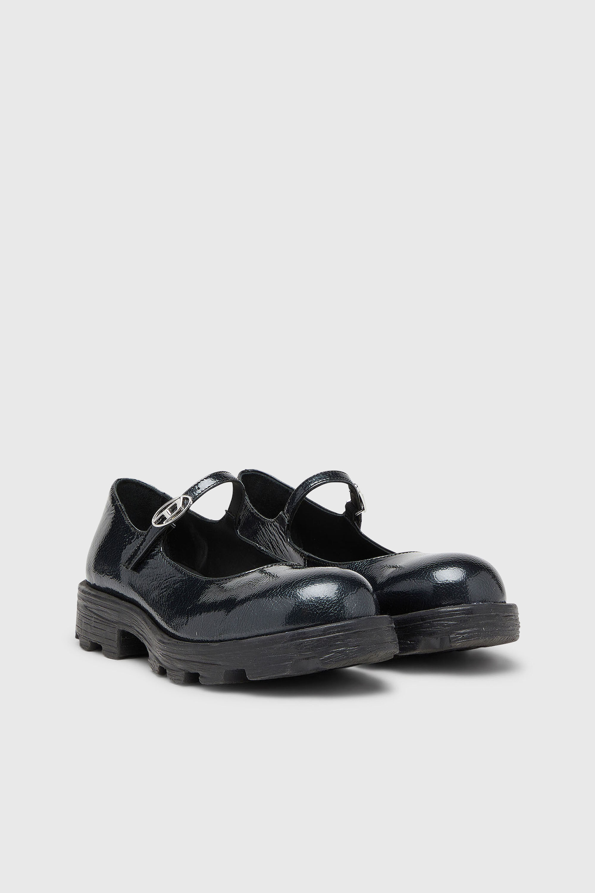 Diesel - D-HAMMER MARY JANE, Woman's D-Hammer - Lugged Mary Jane flats in patent leather in Black - 2