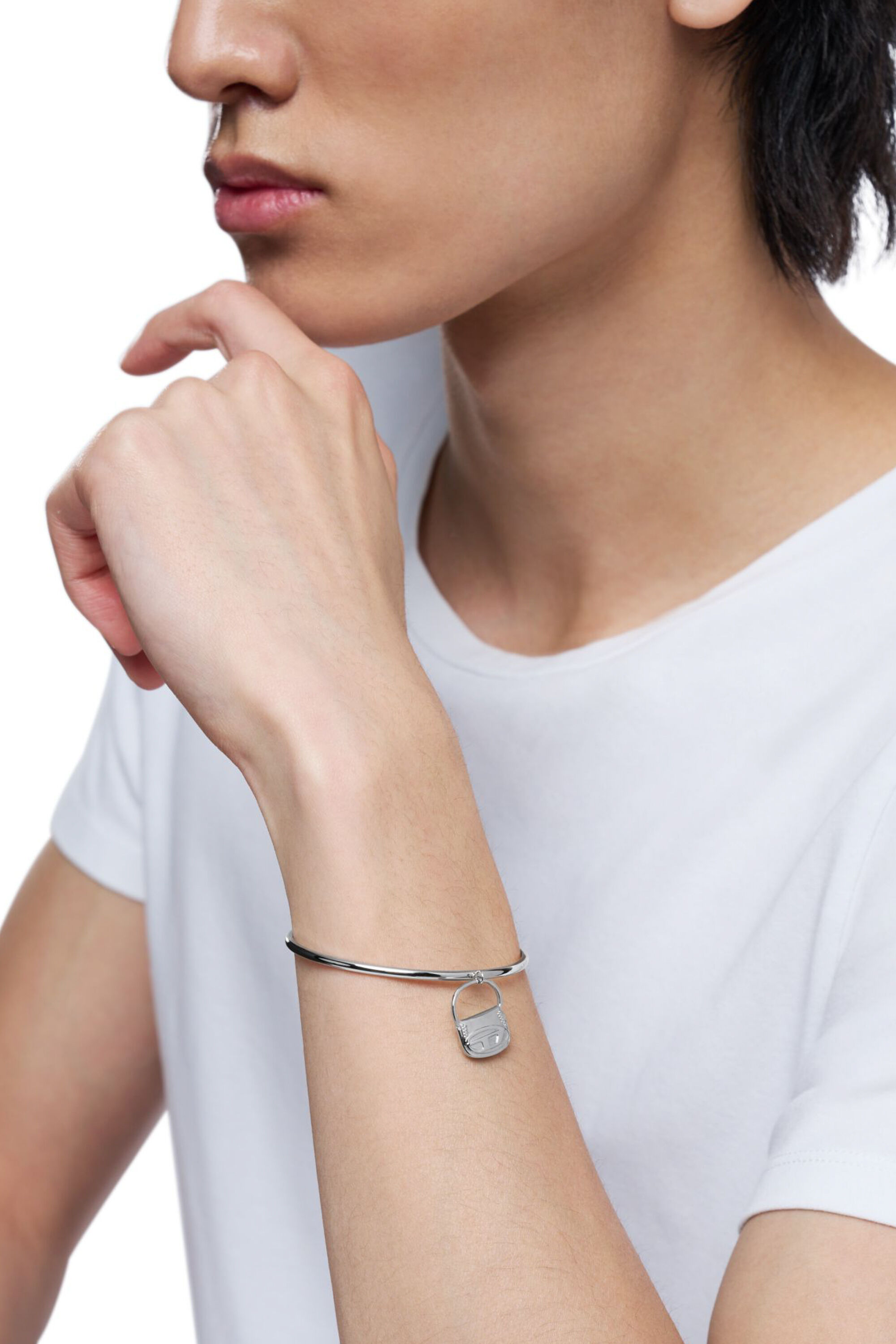 Diesel - DX1621040 JEWELLERY, Bracciale rigido in acciaio Unisex in Argento - 4
