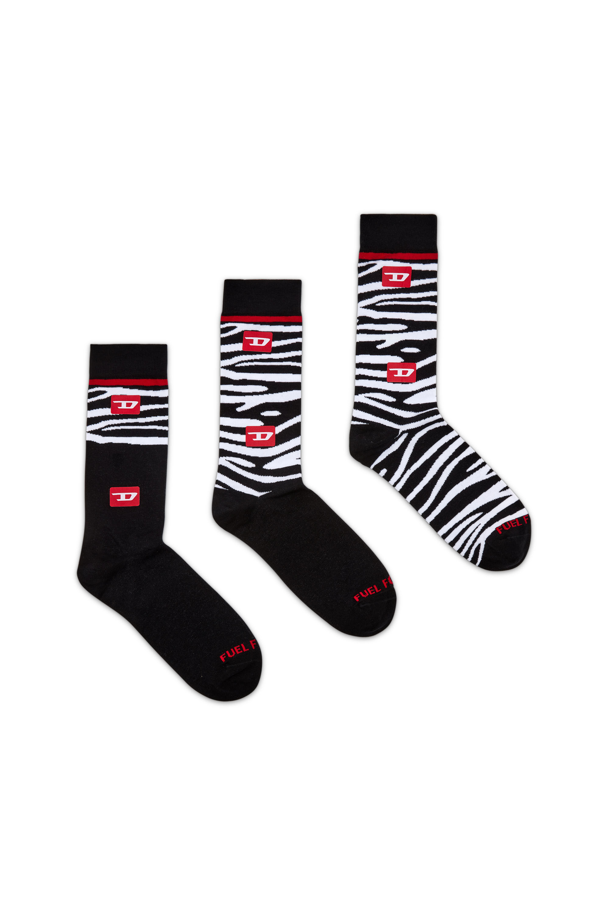 Men's Three-pack of socks with zebra motif | Black | Diesel