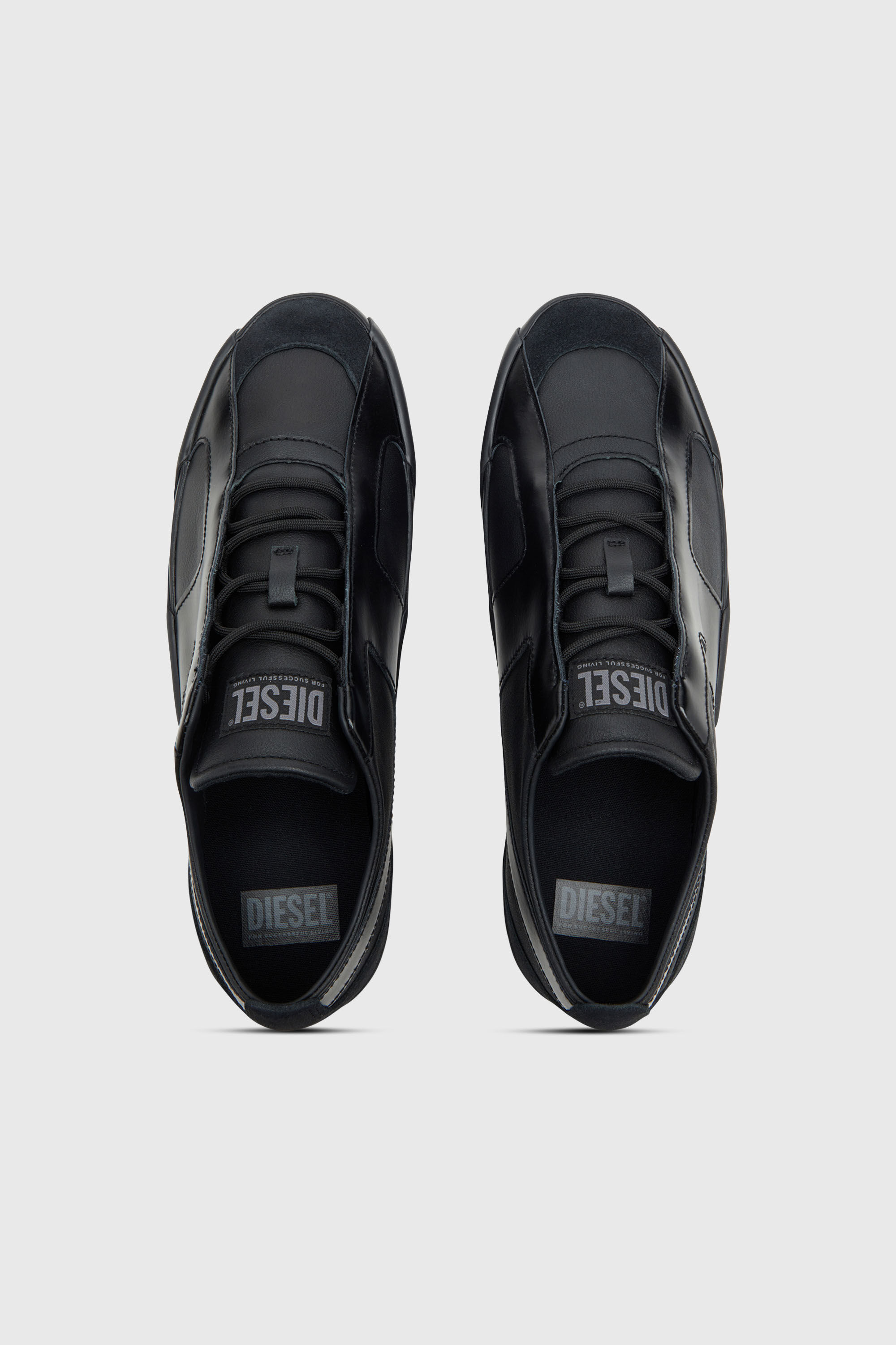 Diesel - S-SLANTE-D LOW, S-Slante-D-Sneaker in pelle e suede con logo D Uomo in Nero - 4