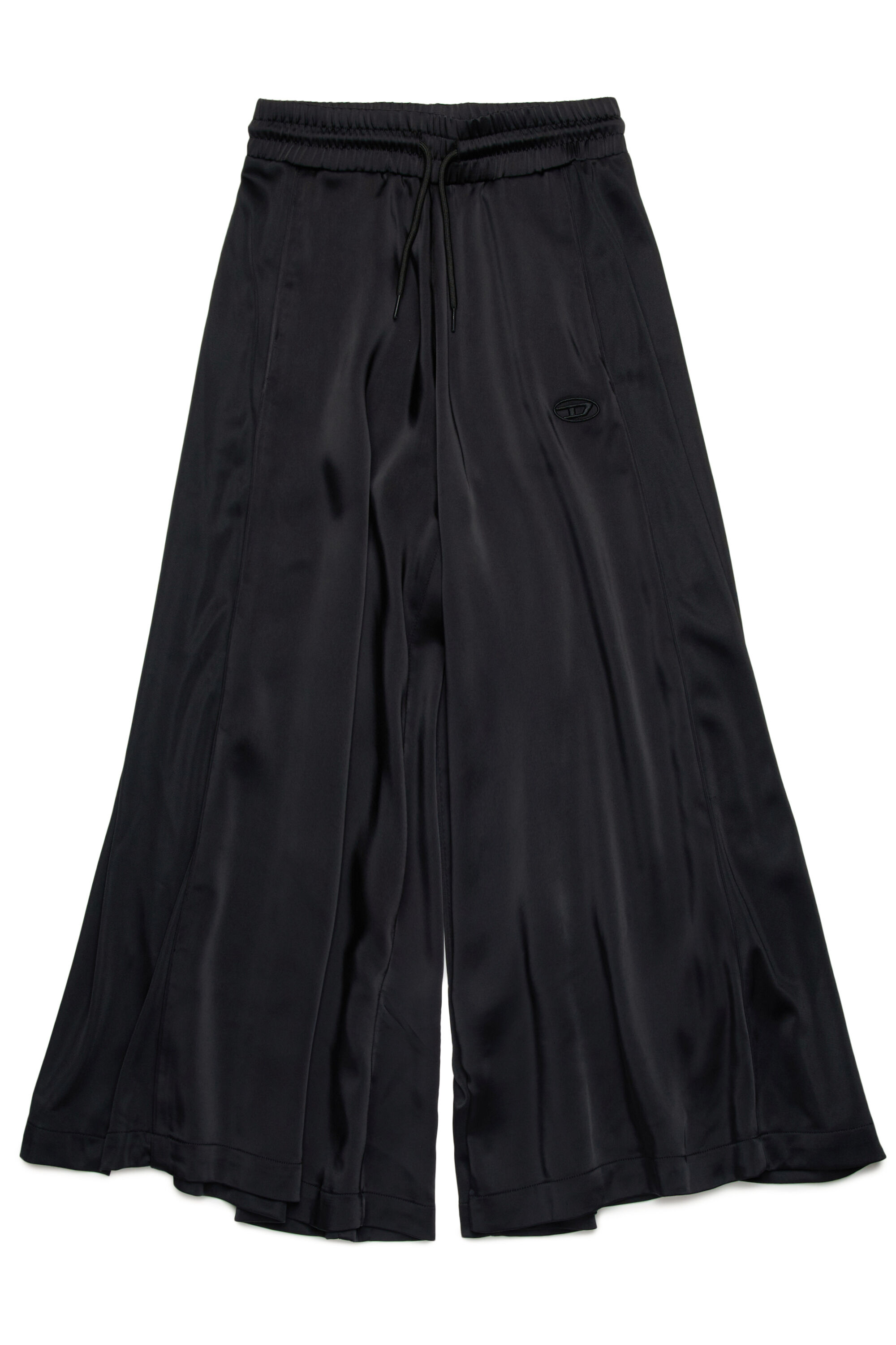 Diesel - PWILD, Pantaloni palazzo in raso e jersey Donna in Nero - 1