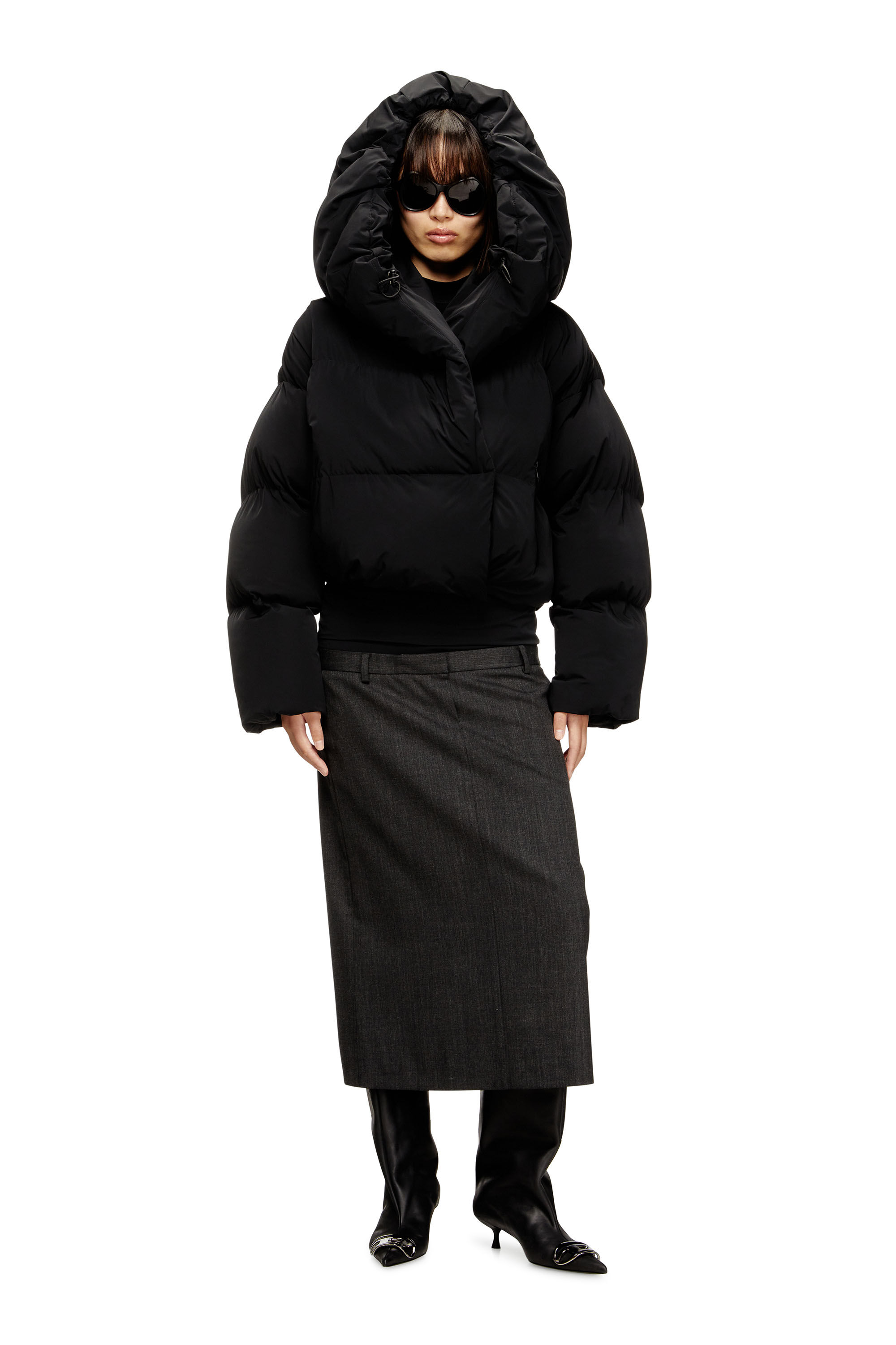 Diesel - W-ILEY-T1, Giacca imbottita a portafoglio in nylon bi-stretch Donna in Nero - 1