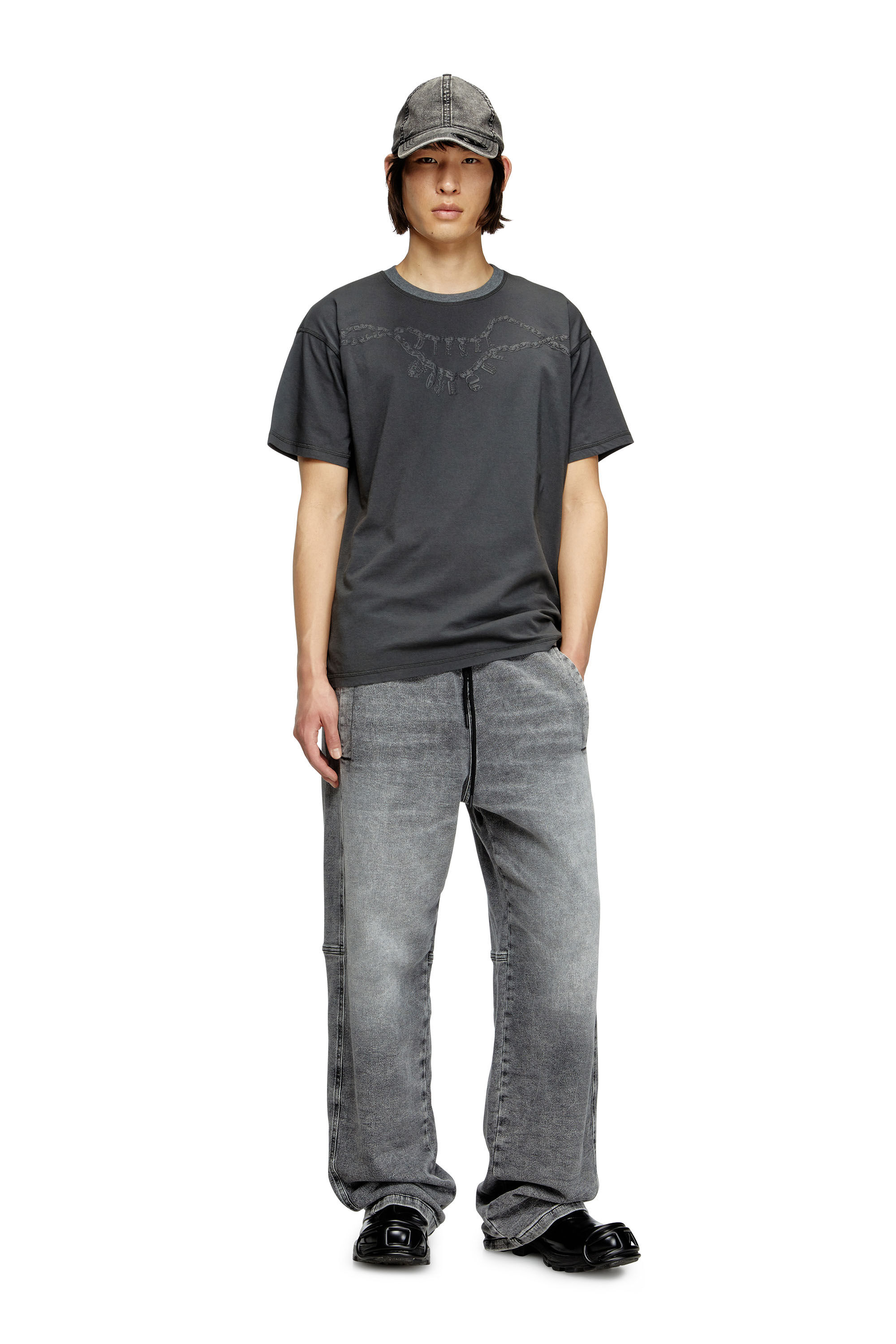 Diesel - T-NORM-HOSHI, T-shirt con stampa collana Unisex in Grigio - 1