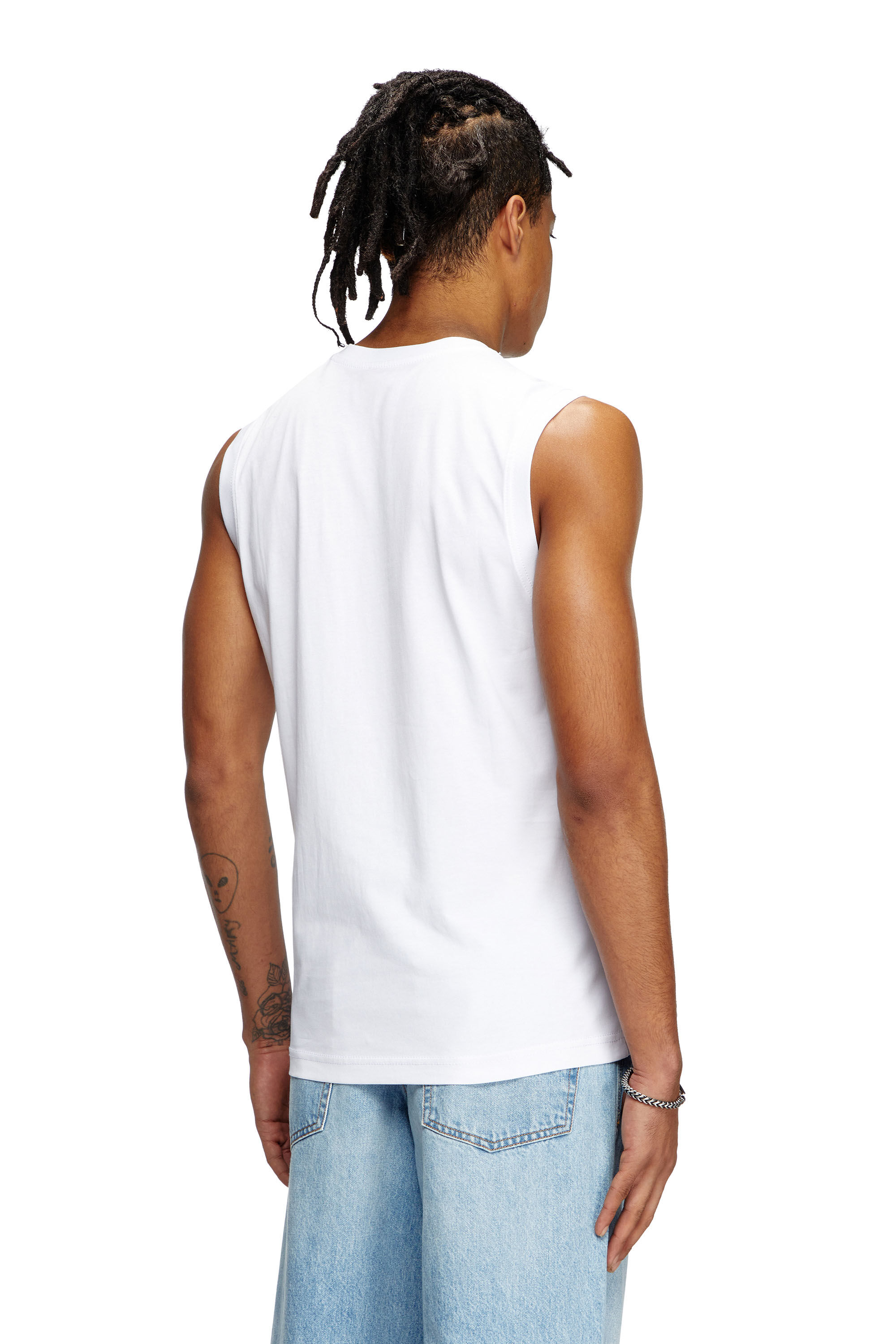 Diesel - T-ISCO-DIV, Canotta con stampa logo sul petto Uomo in Bianco - 4