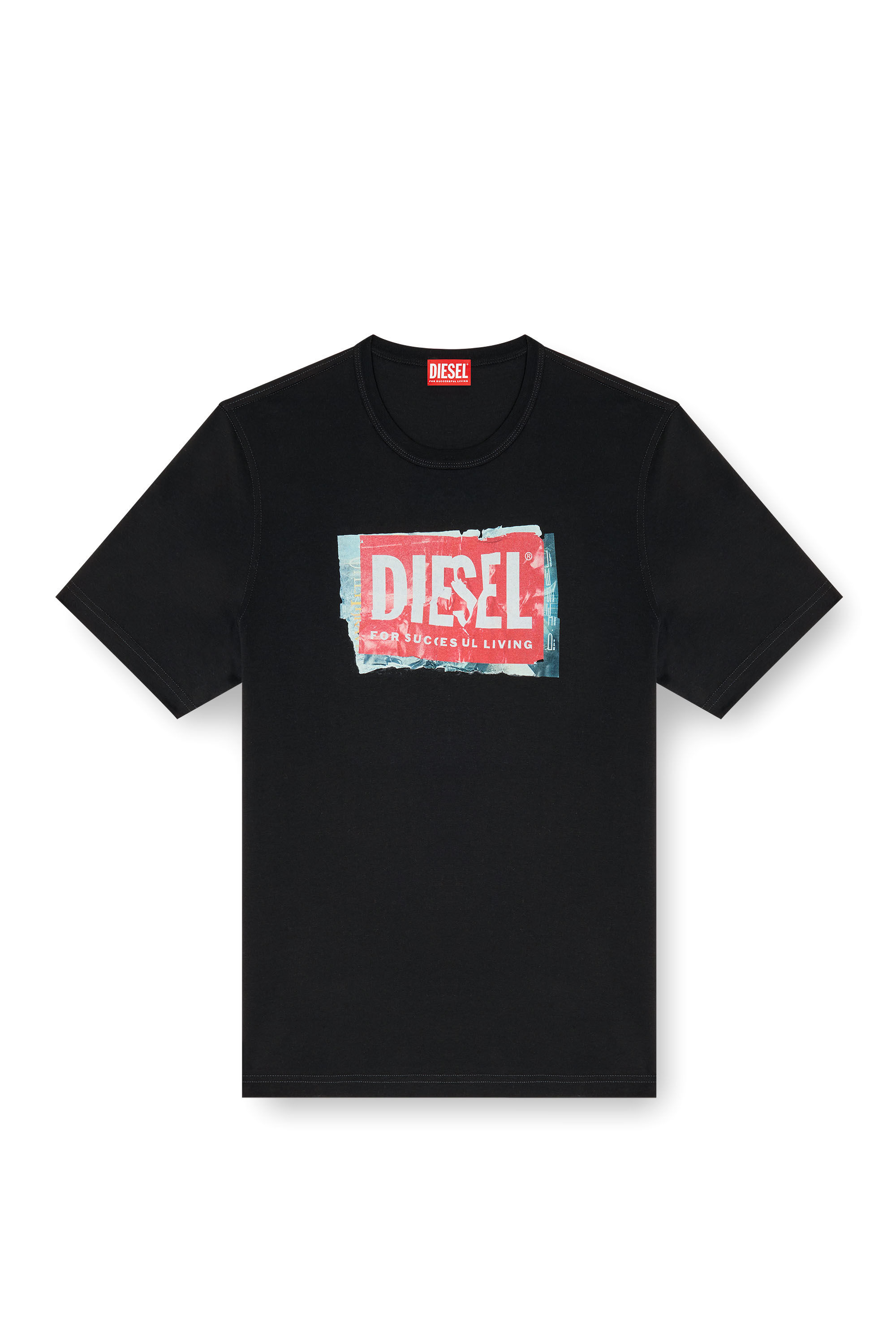 Diesel - T-ADJUST-Q6, T-shirt con logo effetto stropicciato Uomo in Nero - 2