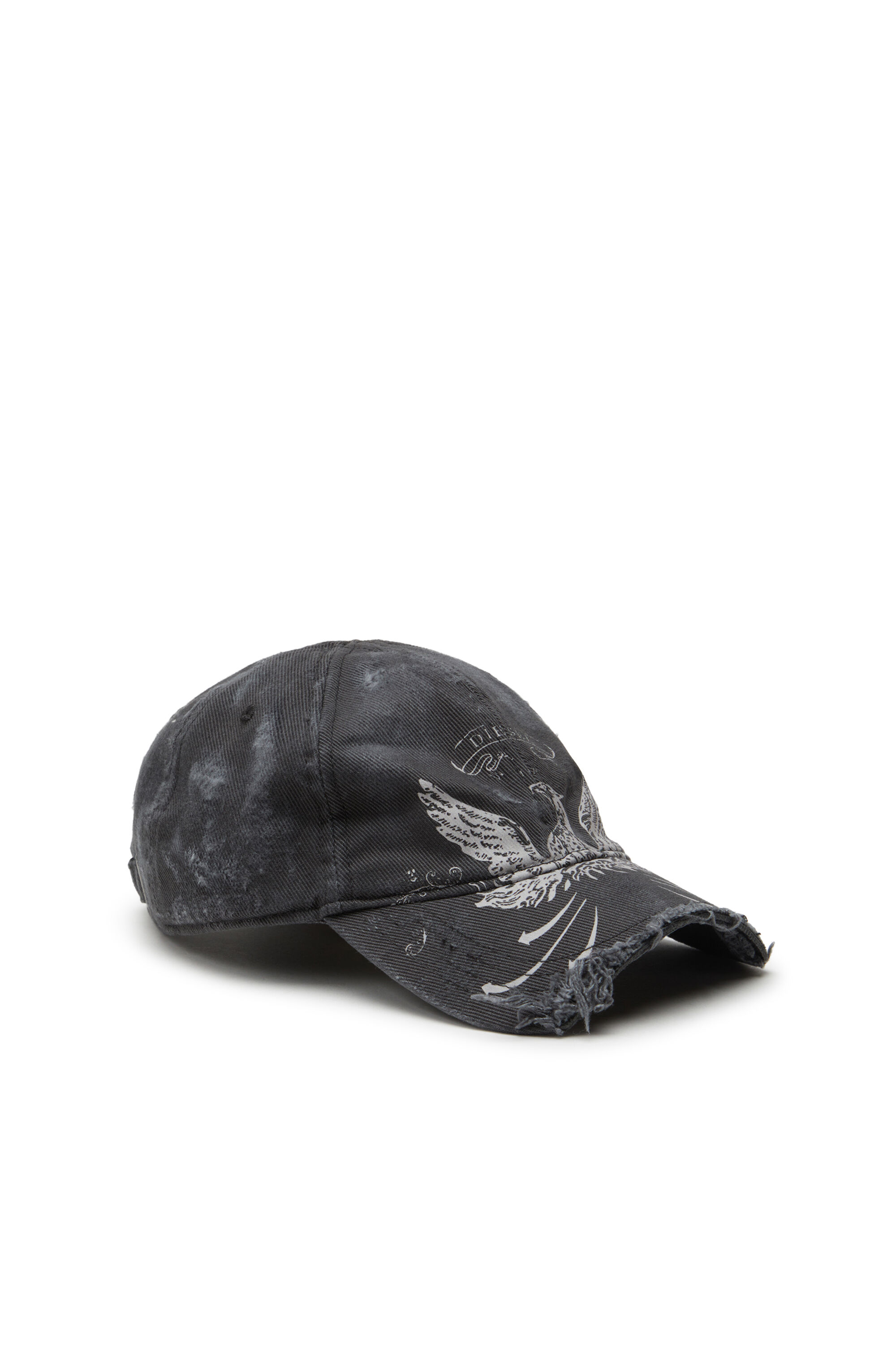 Diesel - C-FENIX, Cappello da baseball distressed e iconica stampa fenice Uomo in Nero - 1