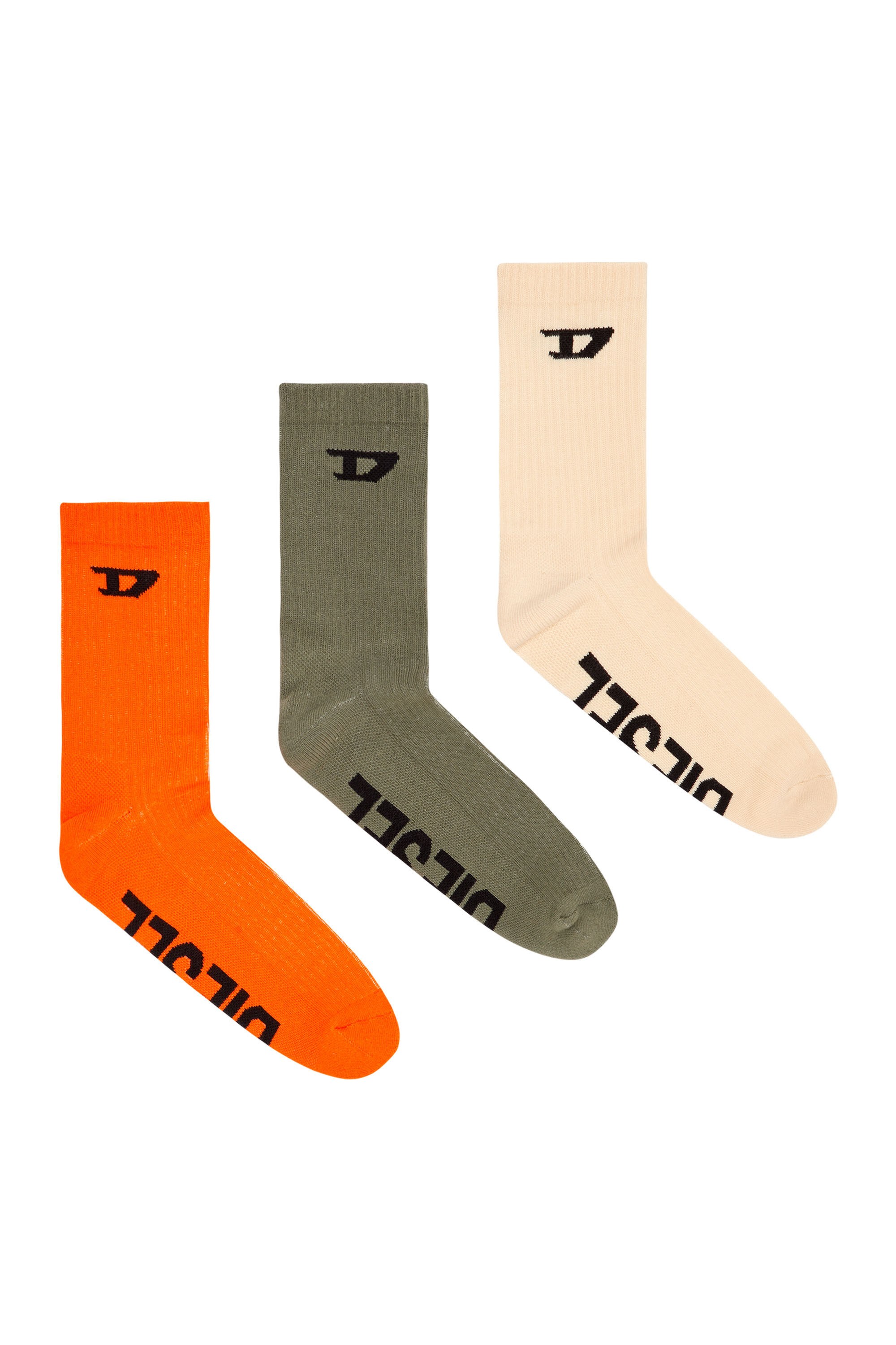 Diesel - SKM-D-CREW-SPORT-SOCKS, Arancione/Verde - Image 1