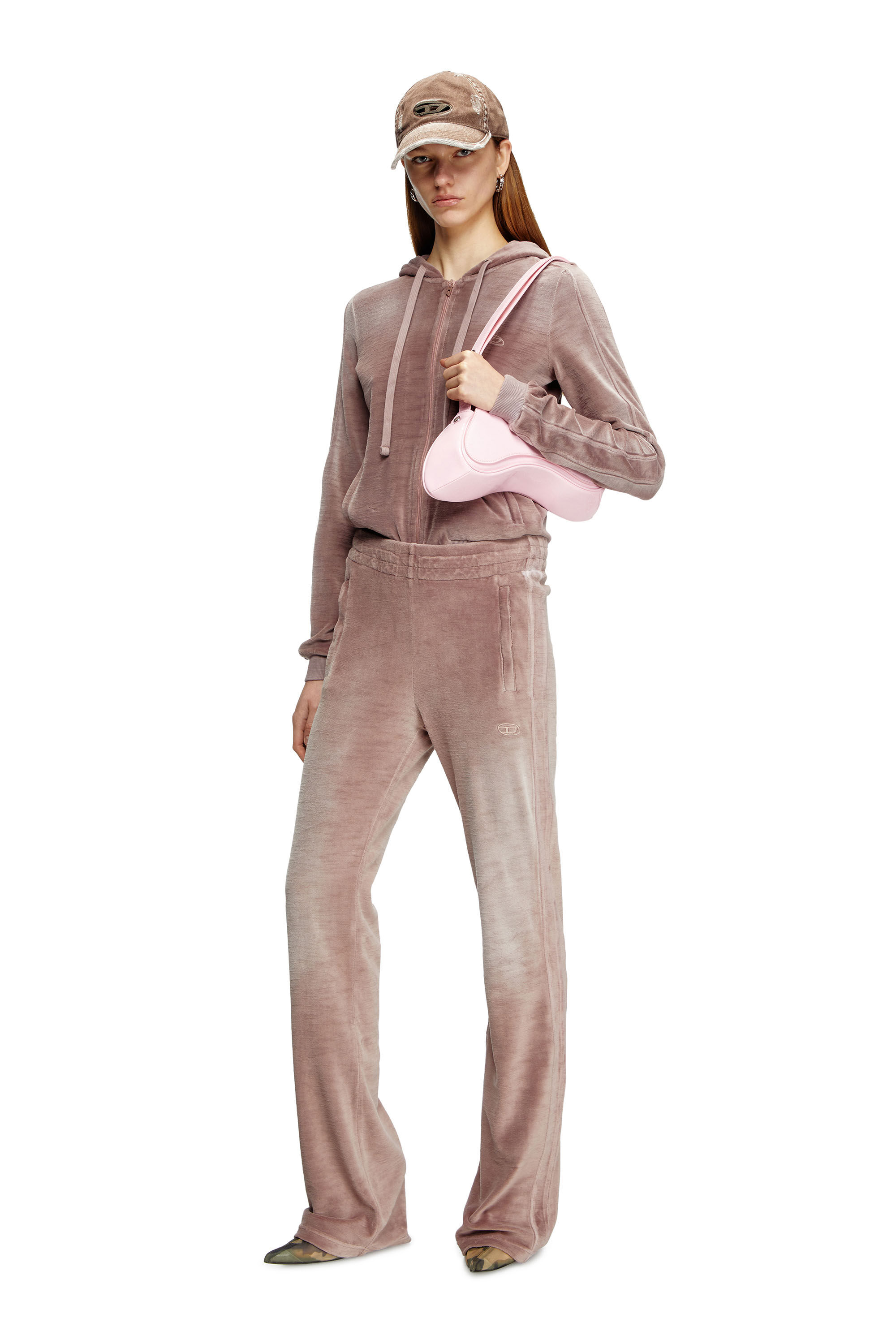 Diesel - F-ELY-Q1, Hoodie con zip in ciniglia faded Donna in Rosa - 1