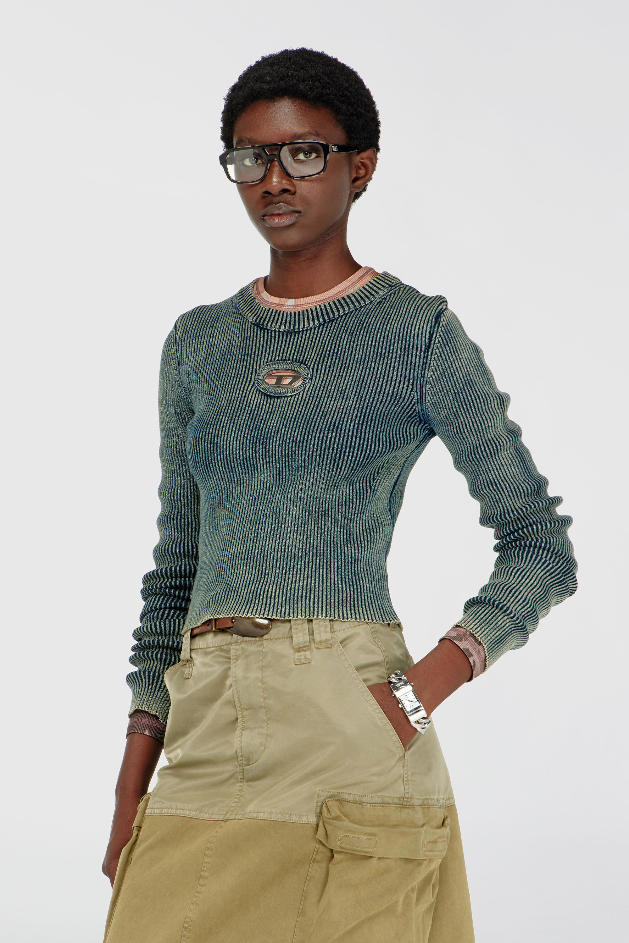 Diesel - M-ANCHOR-A, Top a coste con Oval D Donna in Blu - 3