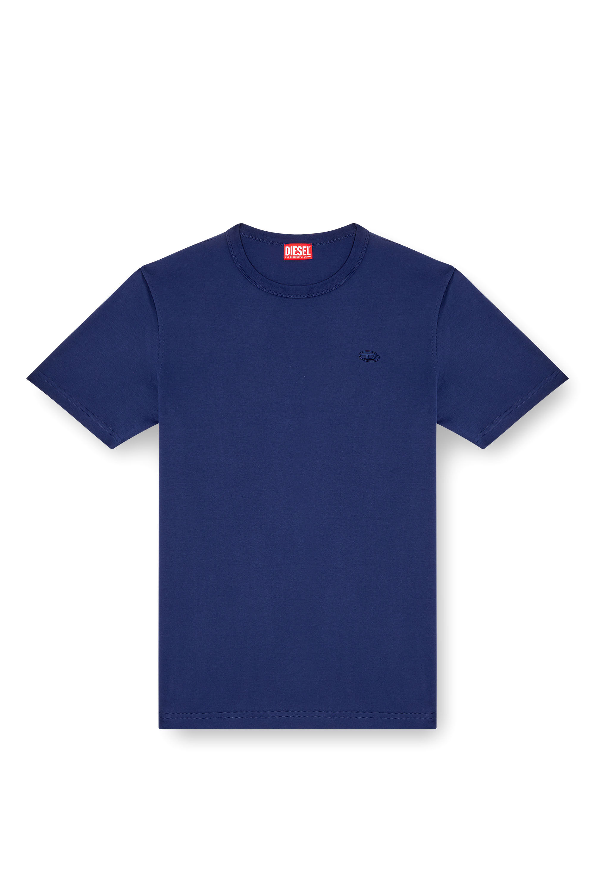 Diesel - T-ADJUST-SLITS-R17, T-shirt con logo ricamato in tono Uomo in Blu - 2