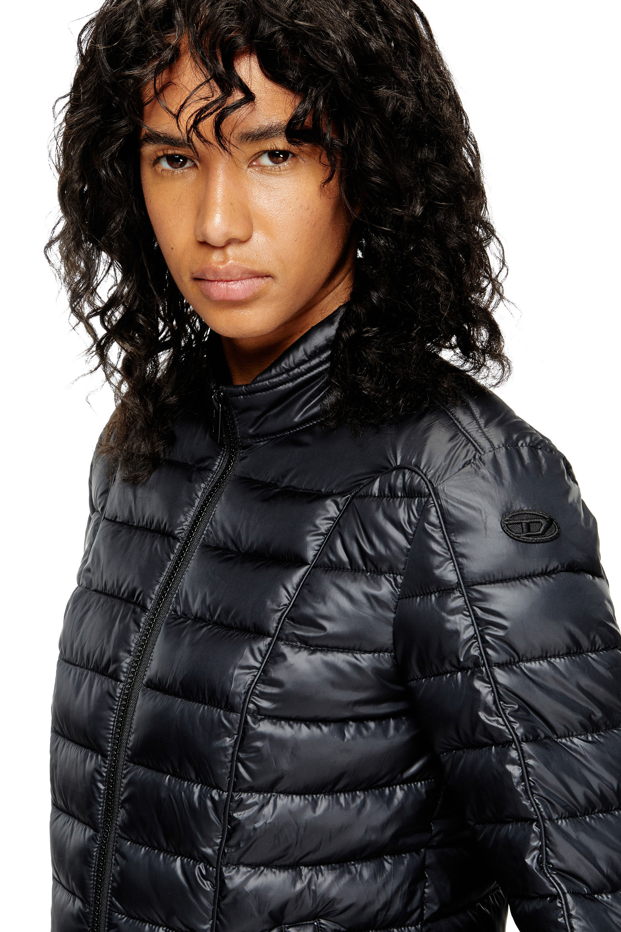 Diesel - W-PILOT-FEM, Giacca imbottita con dettagli biker Donna in Nero - 5