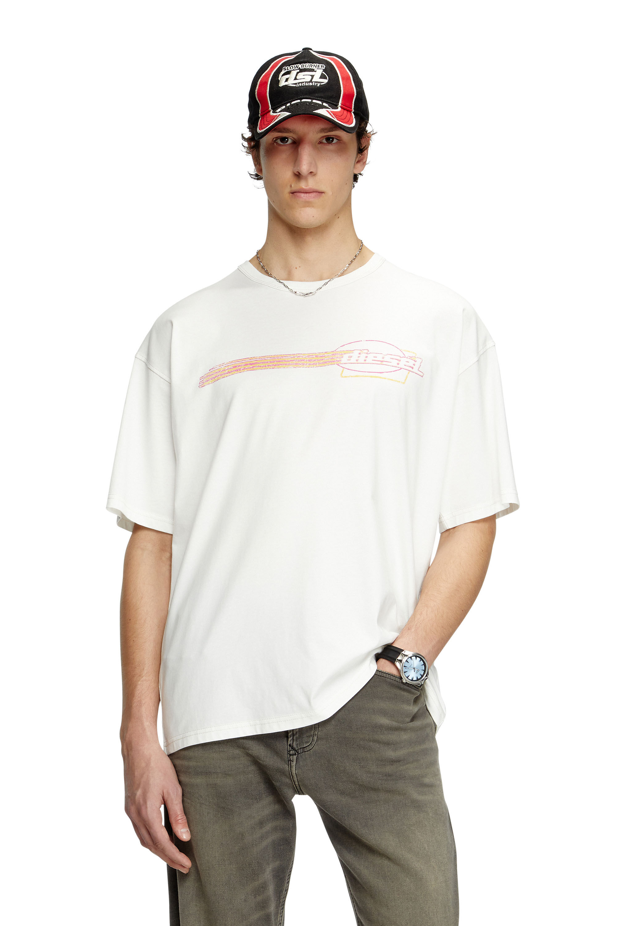 Diesel - T-BOXT-R16, T-shirt con grafiche floccate Uomo in Bianco - 3