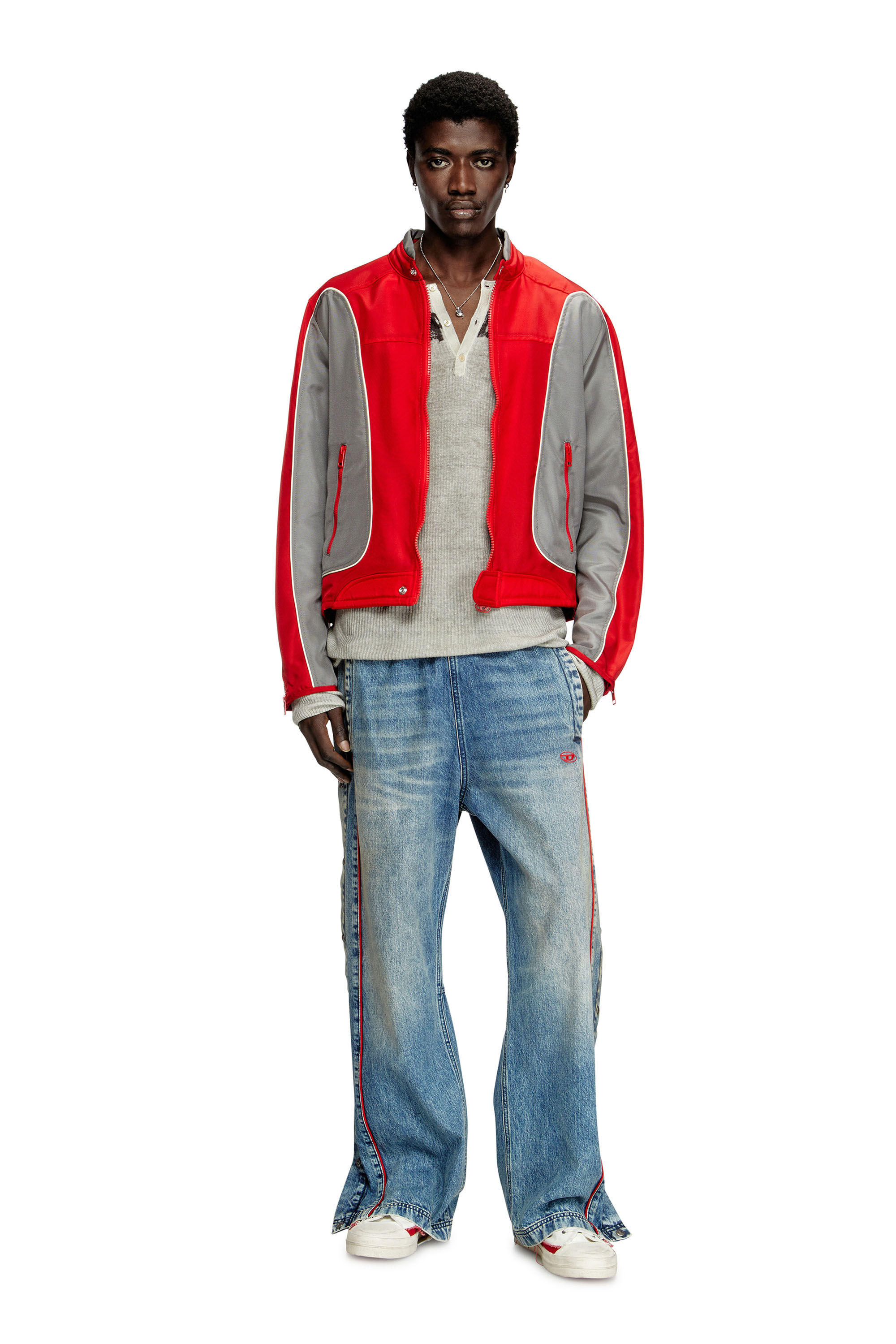 Diesel - J-BLINK-A, Giacca biker color block con piping Uomo in Multicolor - 1