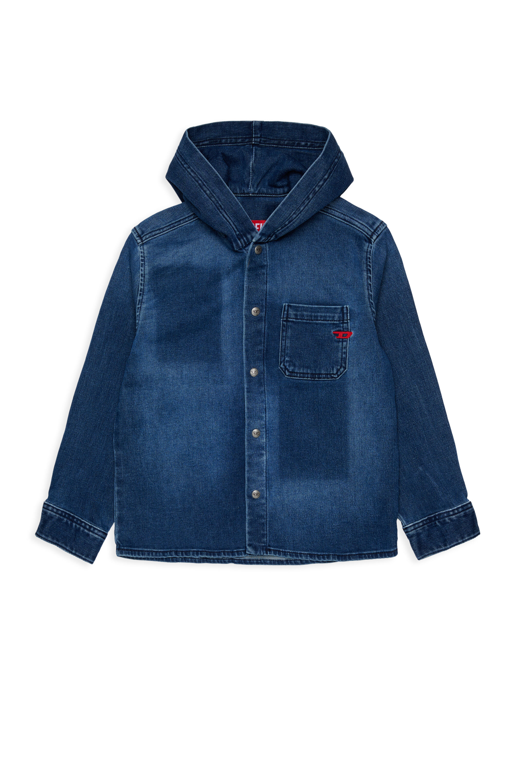 Diesel - CAMPS-OVER JJJ, Hooded shirt in effetto shadow JoggJeans Uomo in Blu - 1