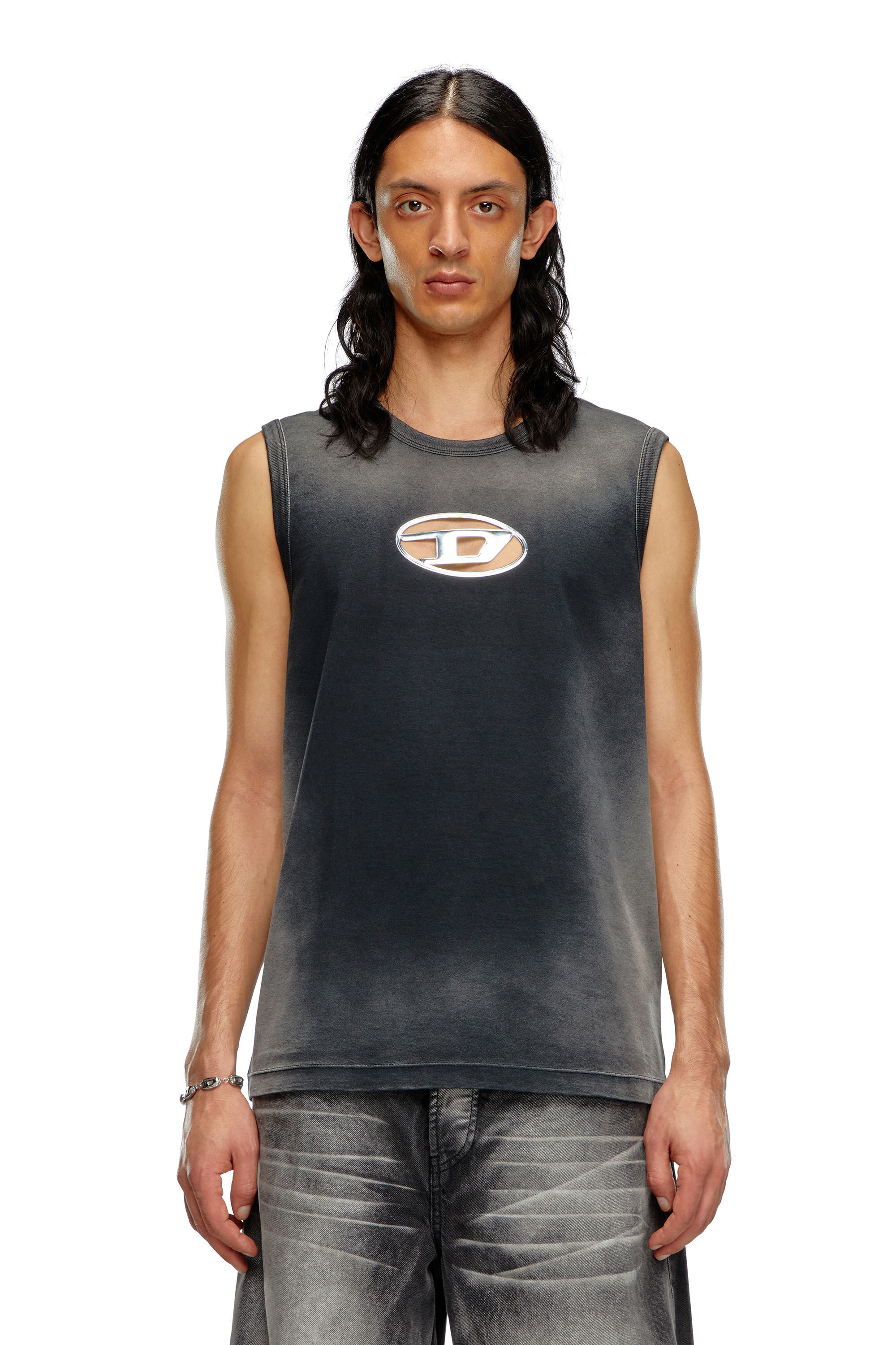 Tank top sfumata con Oval D effetto puff Uomo | Nero | Diesel