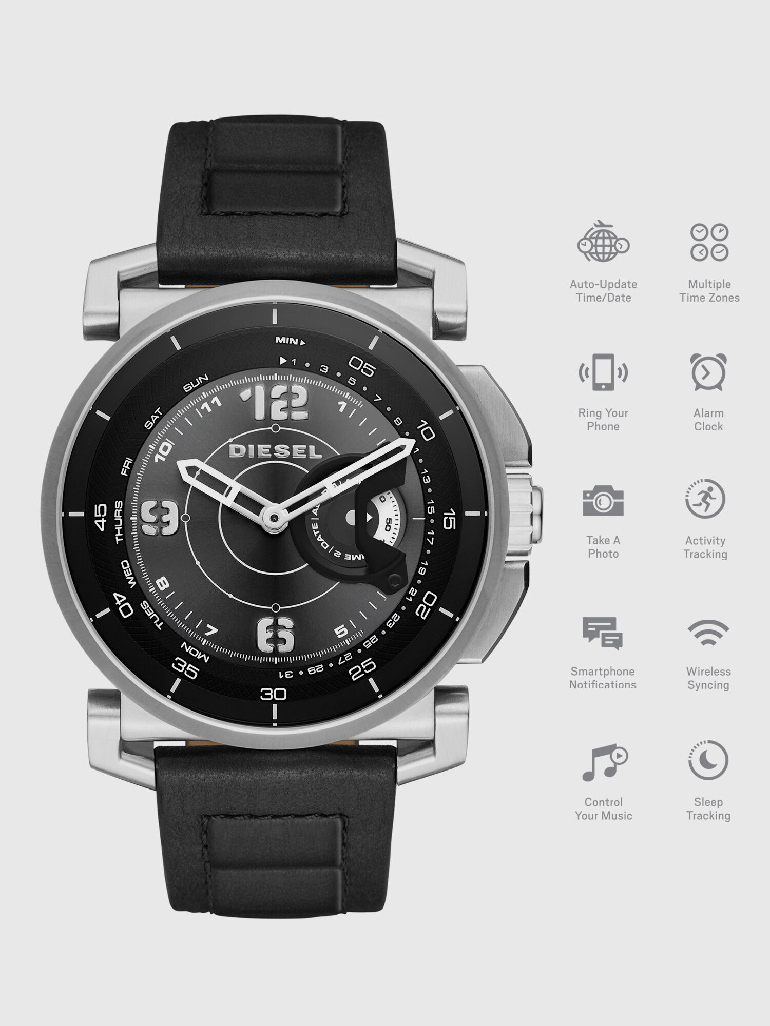 DT1000 Padded strap hybrid smartwatch 47 mm Diesel