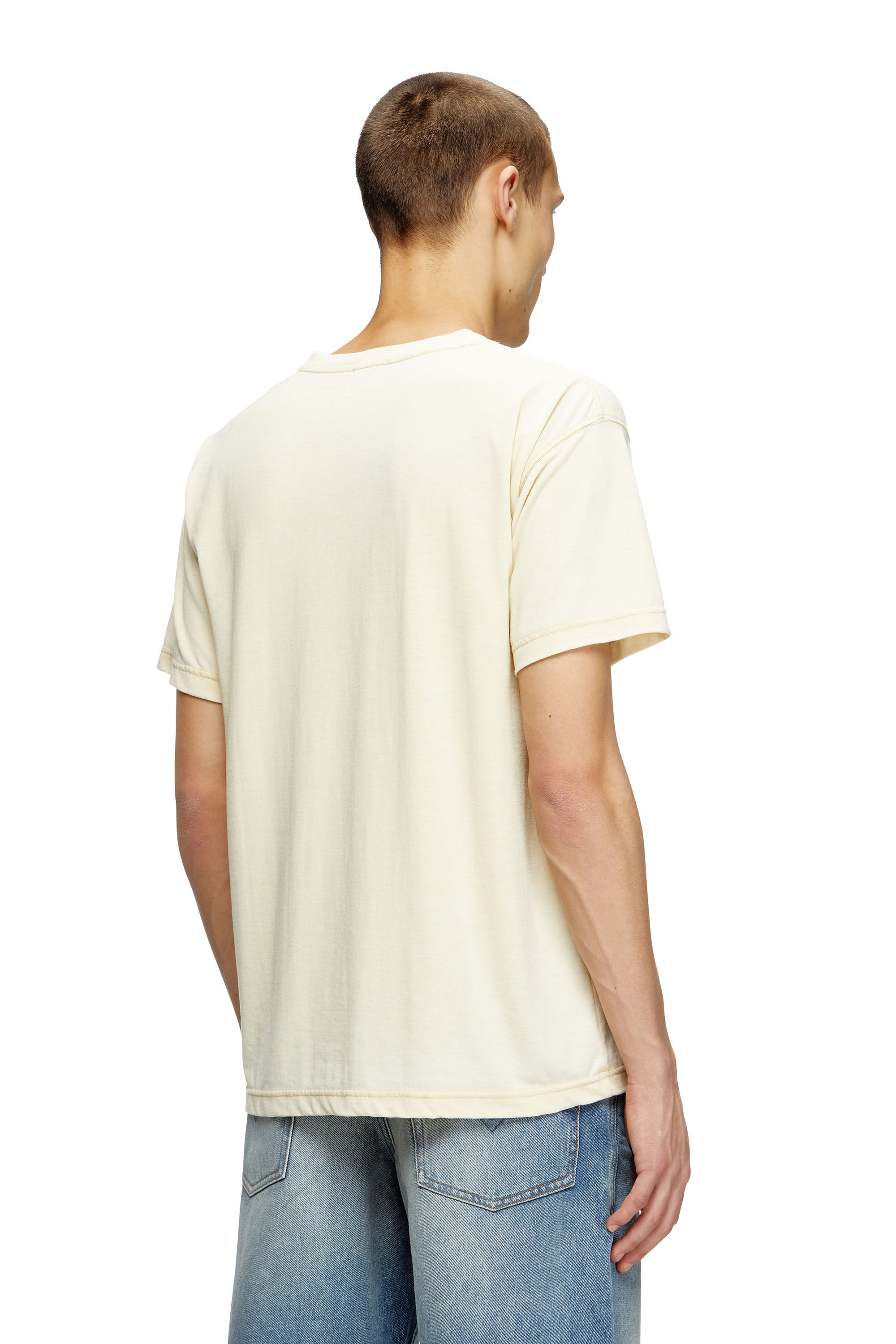 Diesel - T-NORM-T2, T-shirt con slogan e burnout wash Uomo in Beige - 4