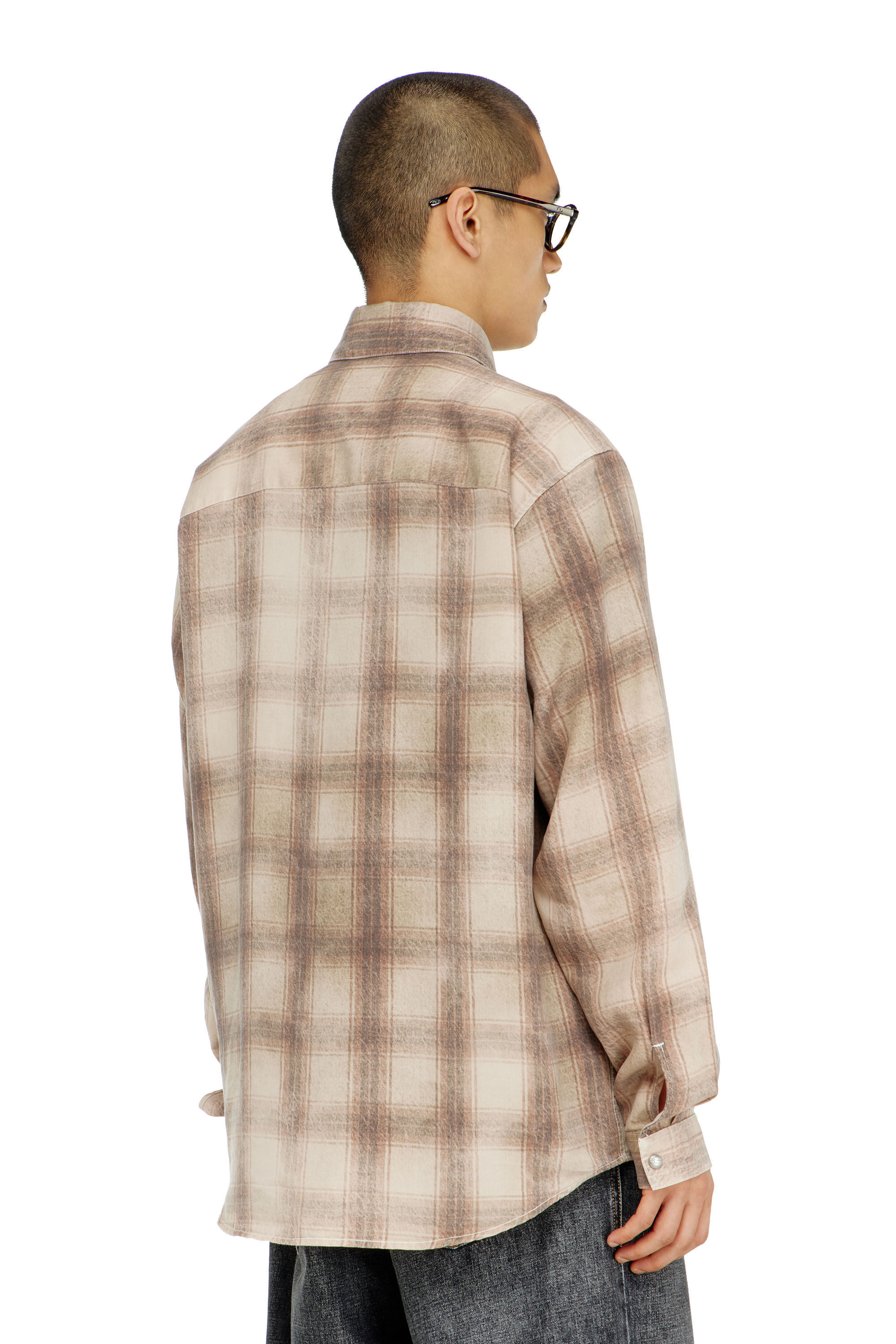 Diesel - S-SIMPLY-JMCM, Camicia a quadri in tessuto fluido Uomo in Marrone - 4