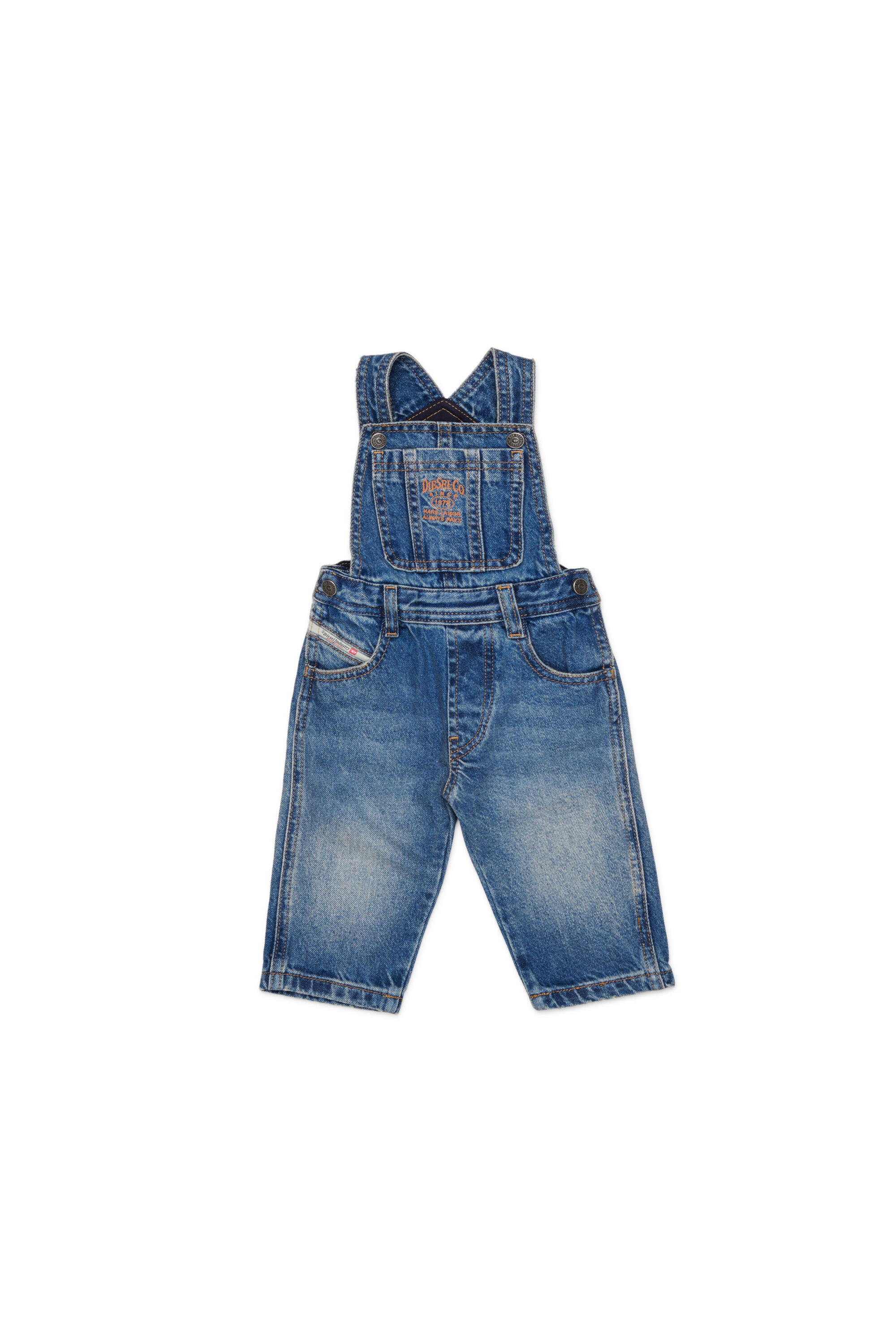 Diesel - JARYB, Salopette in denim con ricamo logo Uomo in Blu - 1