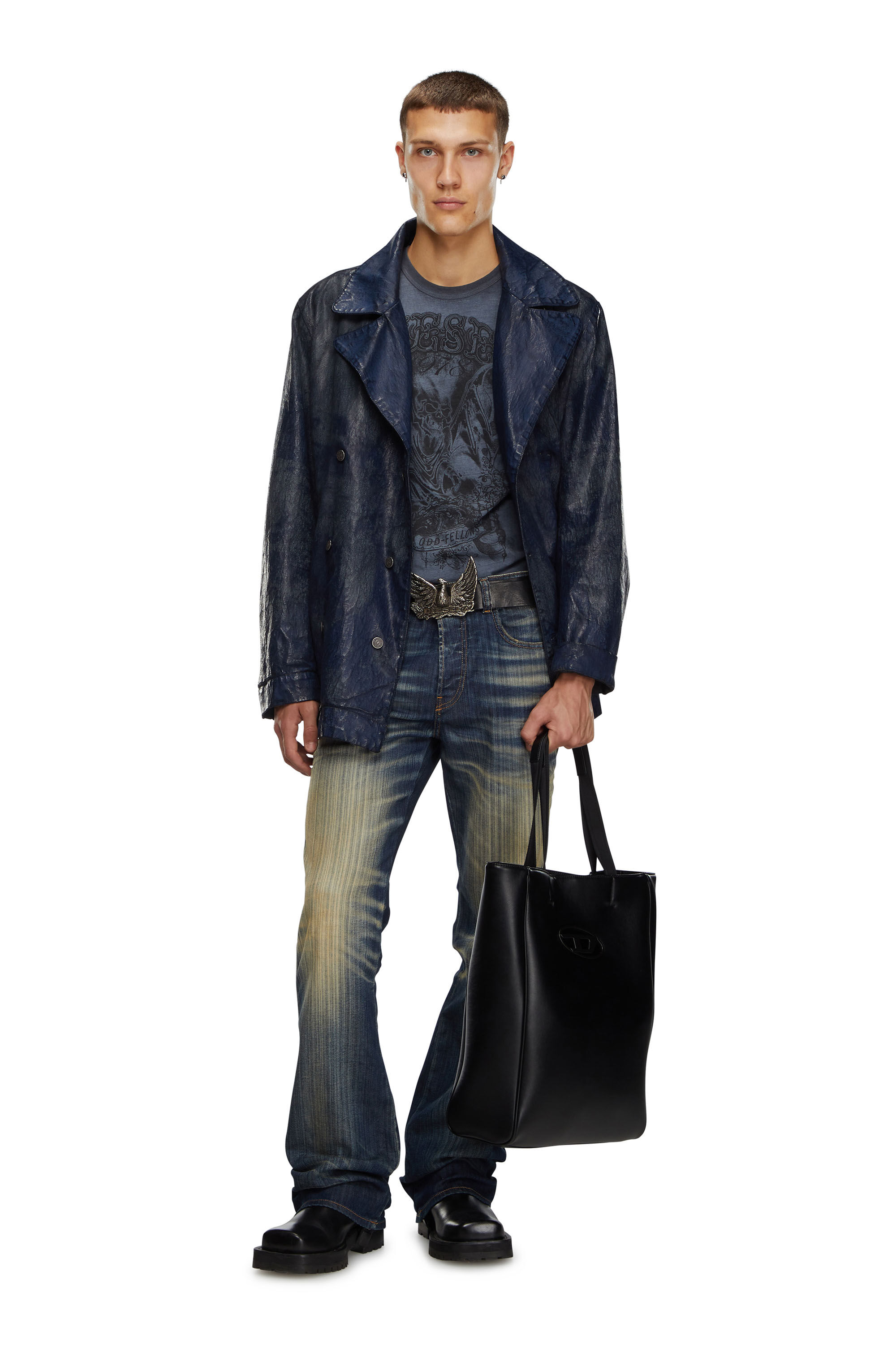 極美品✨ディーゼル HOLI-D トートバッグ ロゴ SHOPPER ブラック HOLI-D SHOPPER EW Holi-D-Square shopper in bonded neoprene