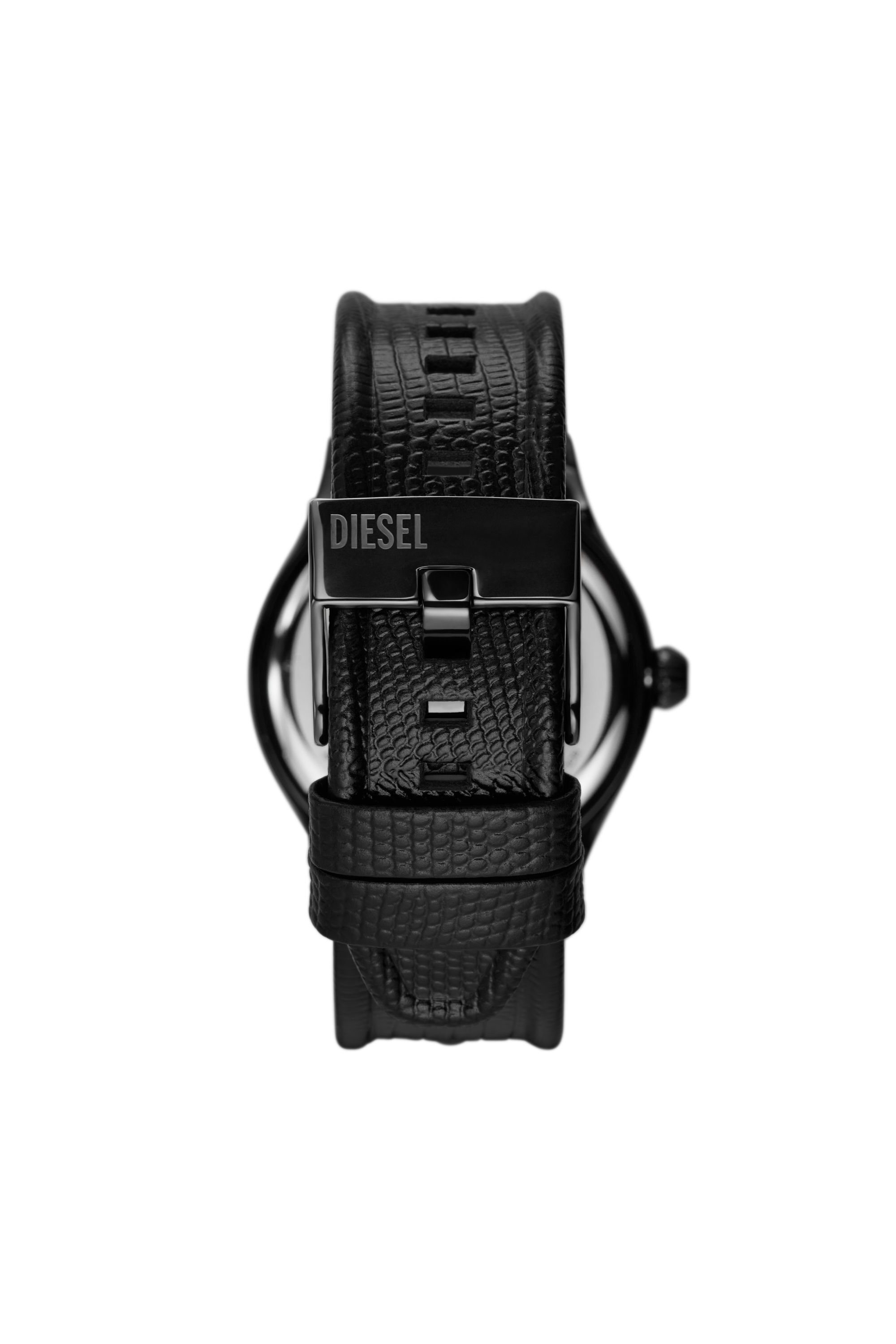 Orologio Vert con cinturino in pelle nera Uomo Nero Diesel