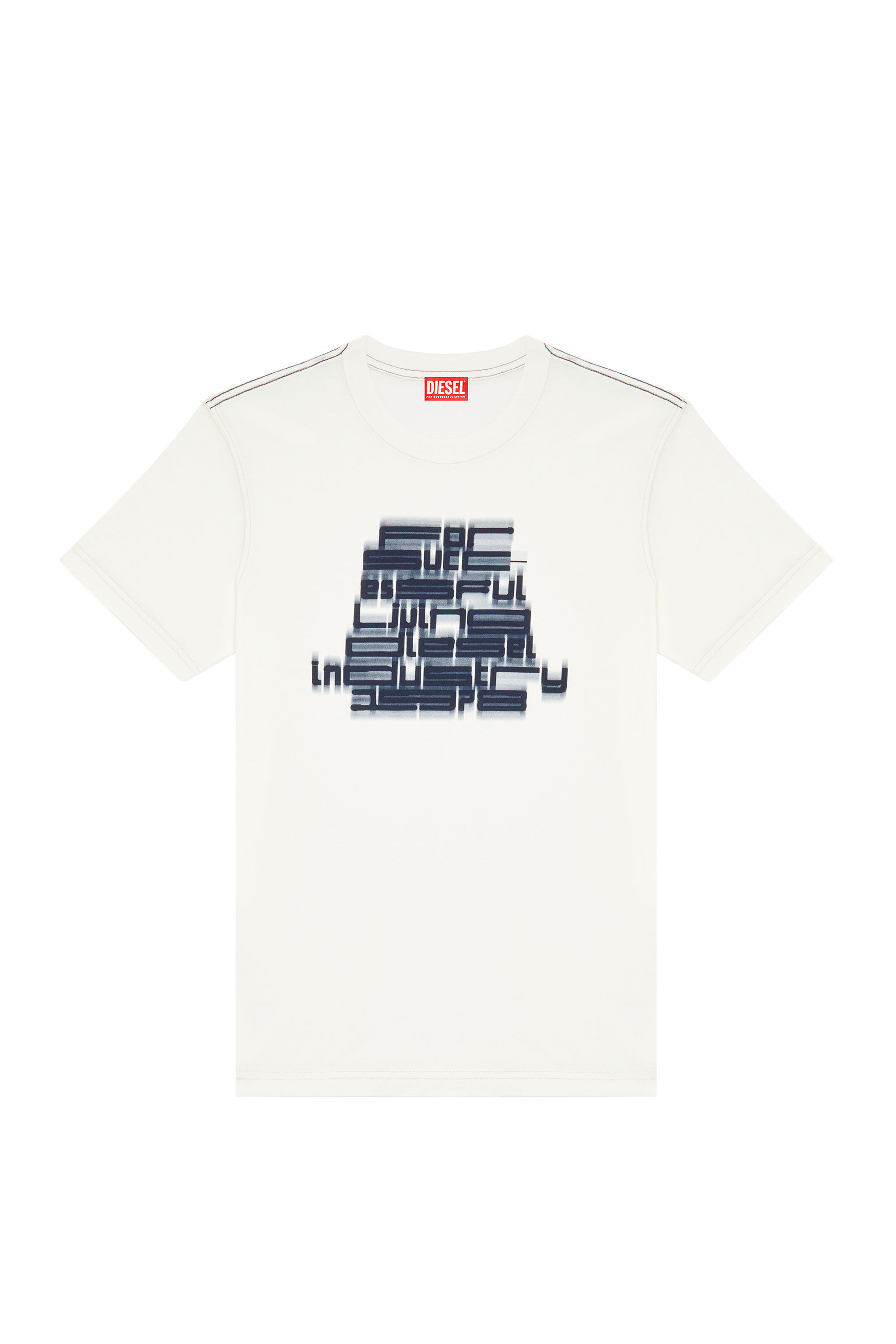 Diesel - T-DIEGOR-N1, T-shirt con stampa For Successful Living sfumata Uomo in Bianco - 2