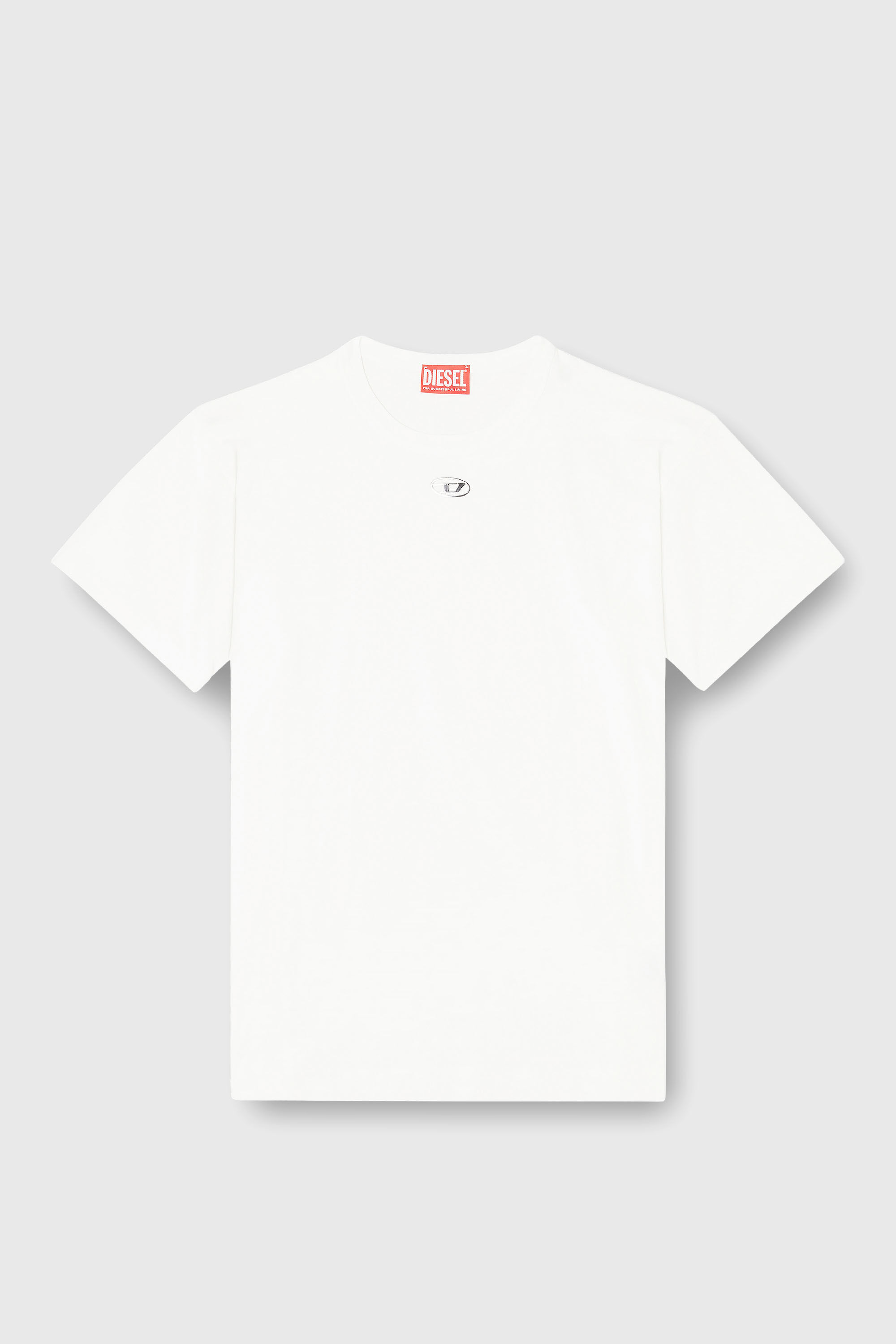 Diesel - T-NORMY-OD-S1, T-shirt in cotone con Oval D metallizzato Donna in Bianco - 2
