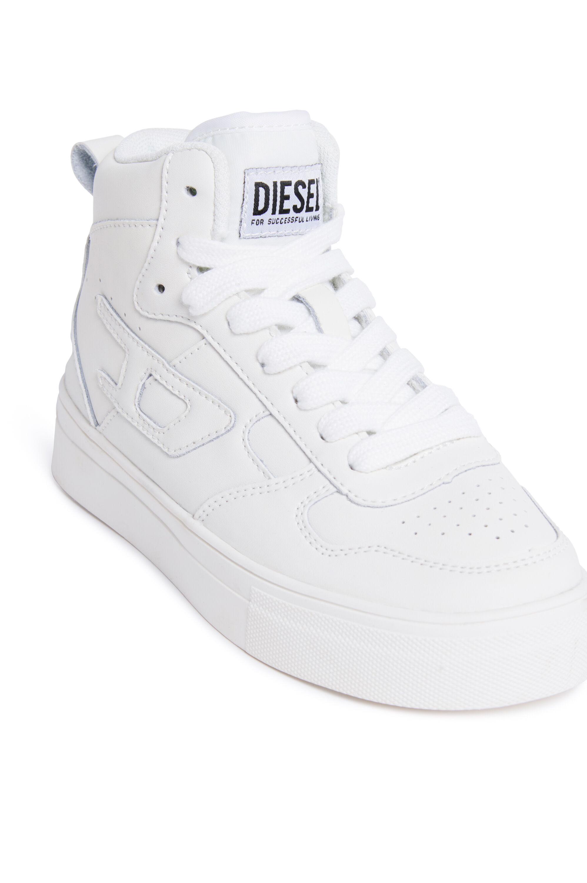 Diesel - S-UKIYO MID 2.0., Sneaker alte in pelle traforata Unisex in Bianco - 4