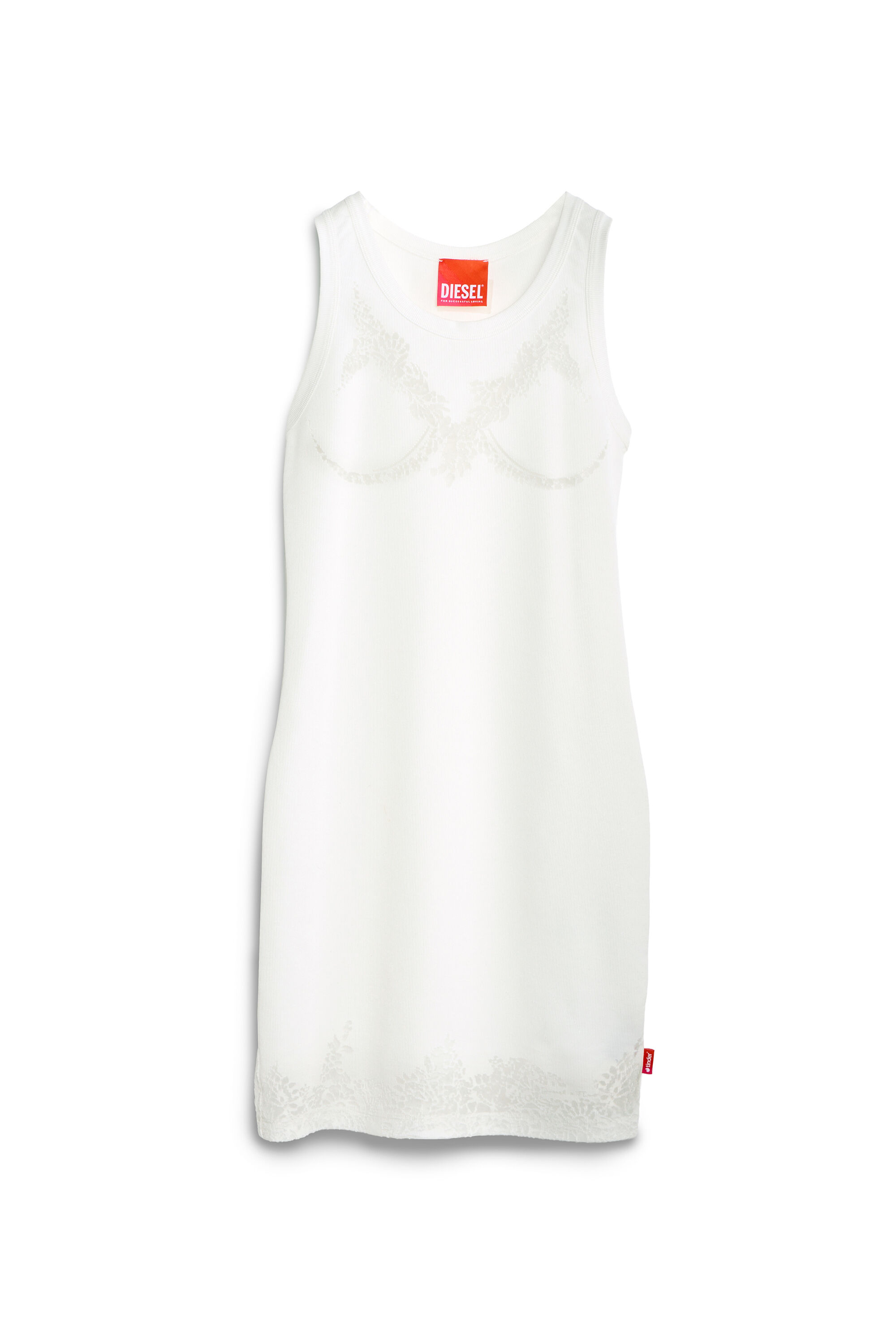 Diesel - PR-D-ANKI-LACE-R, Abito canotta effetto pizzo devor&eacute; Donna in Bianco - 2
