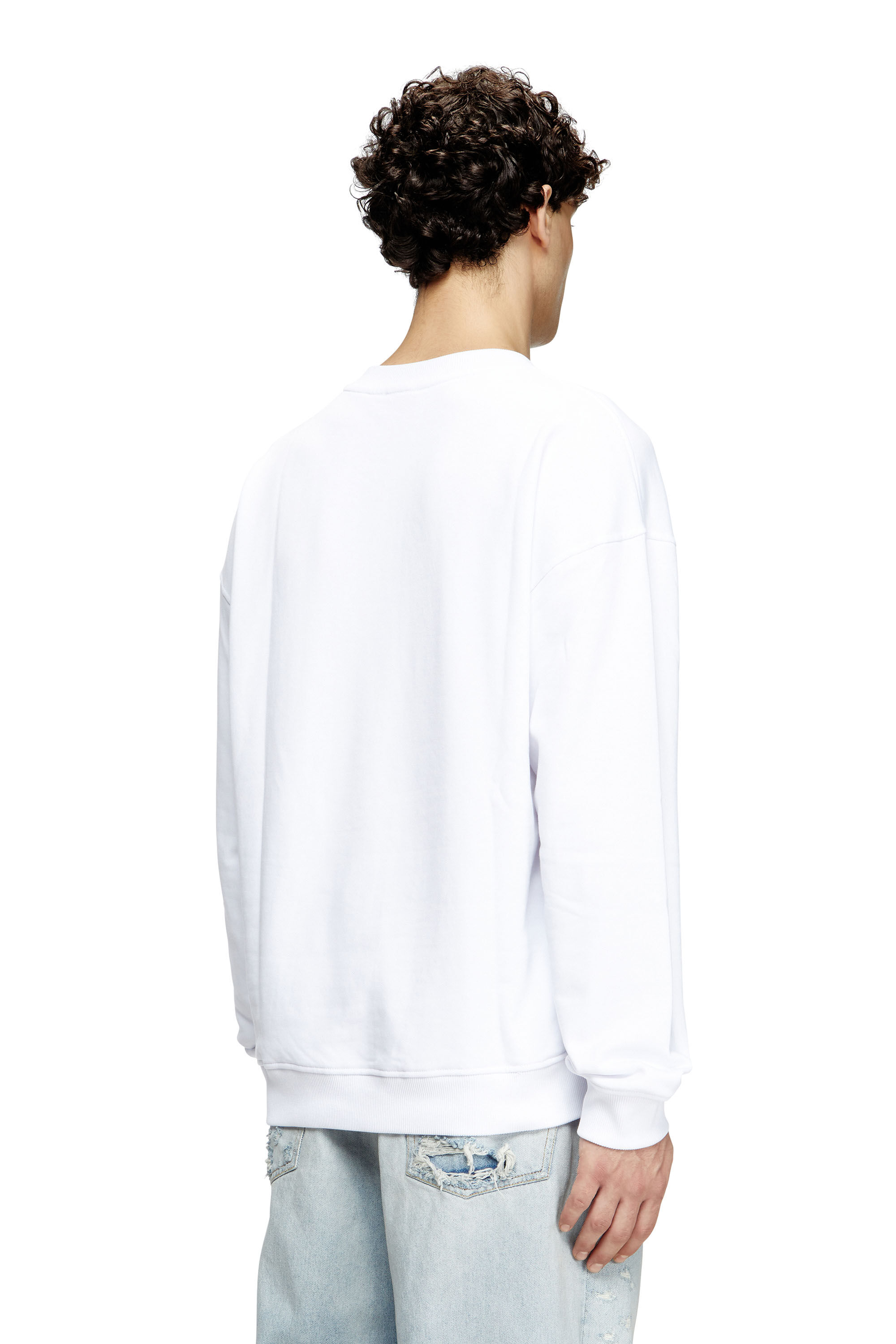 Diesel - S-BOXT-OD, Felpa con logo Oval D cut-out Uomo in Bianco - 4