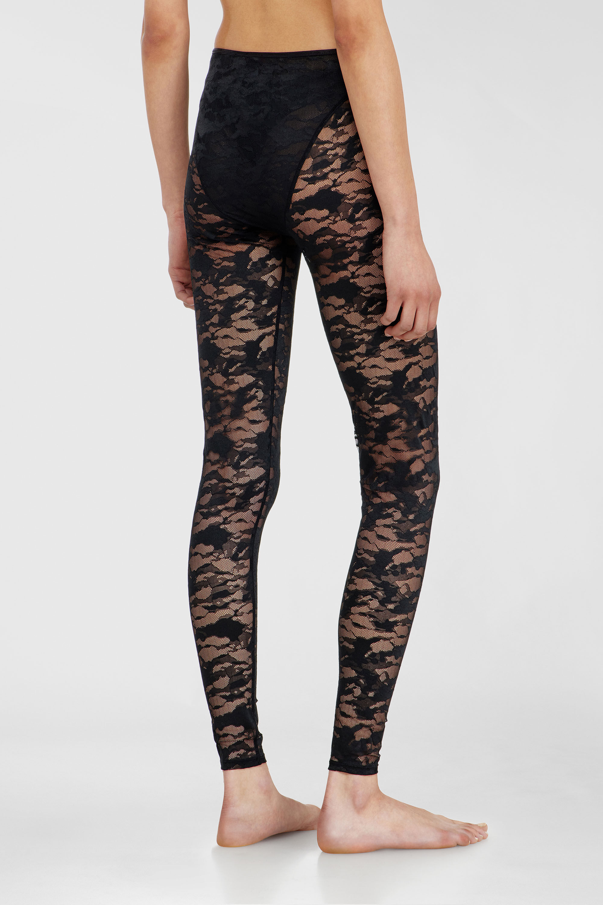 Diesel - HAYLEY-UTLT, Leggings in nylon pizzo camouflage Donna in Nero - 4
