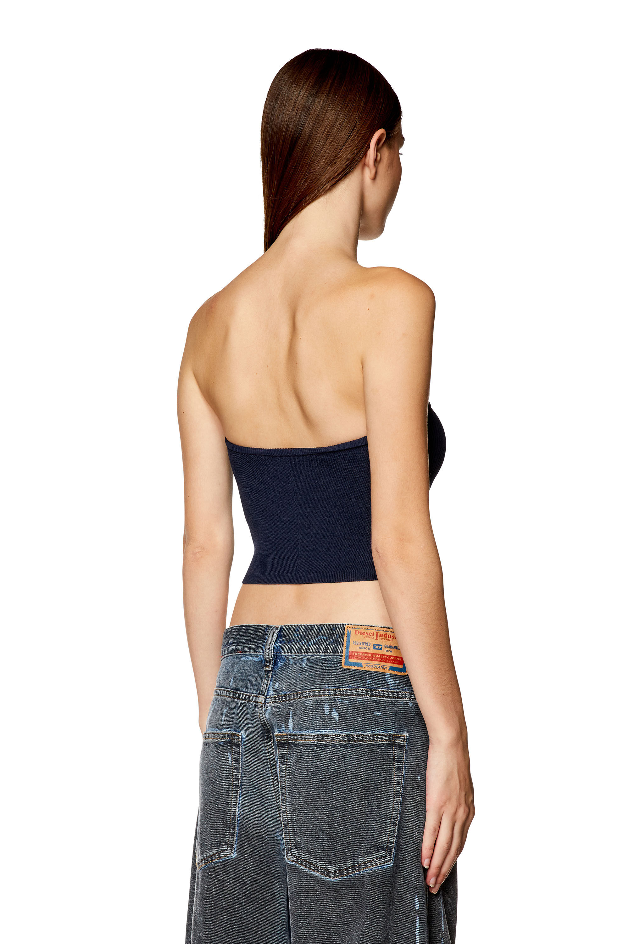 Diesel - M-CLARKSVILLEX, Top a fascia con logo in metallo Donna in Blu - 4