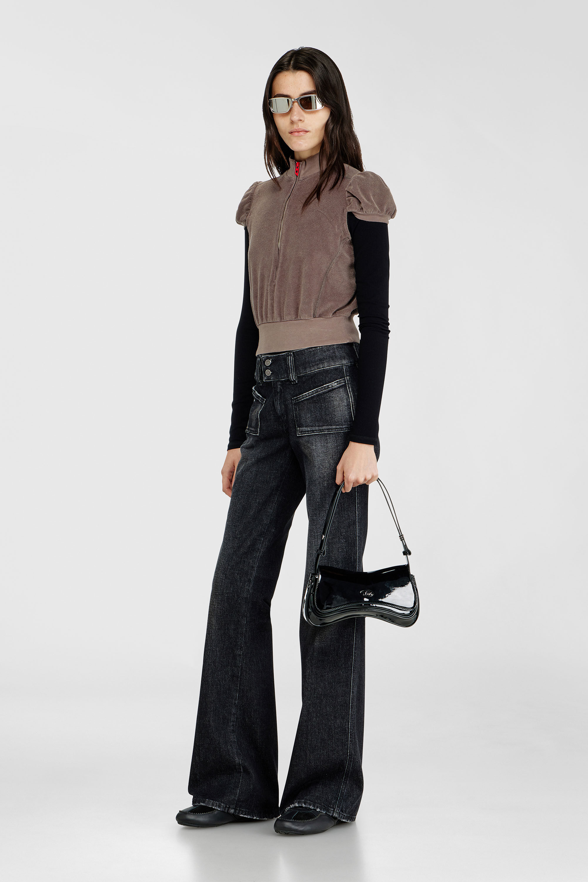 Diesel - D-MILE BALLERINA LACE UP W, D-Mile-Ballerine stringate in pelle e mesh Donna in Nero - 6