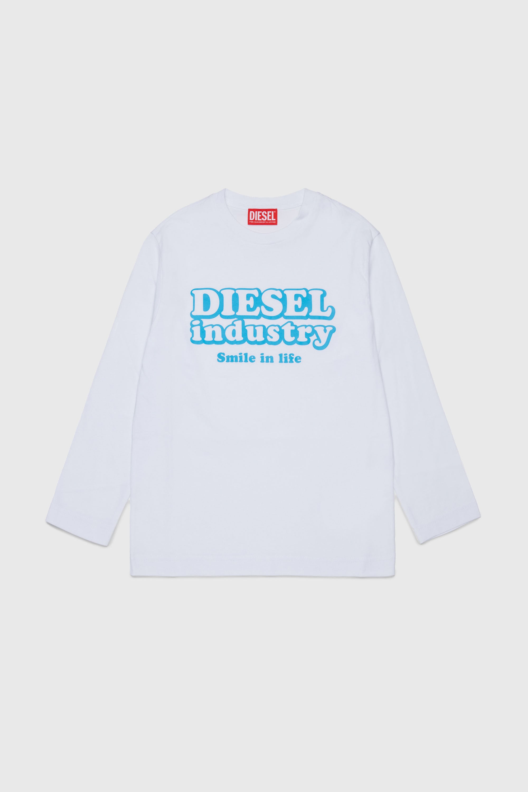 Diesel - TLODIMLS OVER, T-shirt a manica lunga con stampa Diesel Industry Uomo in Bianco - 1