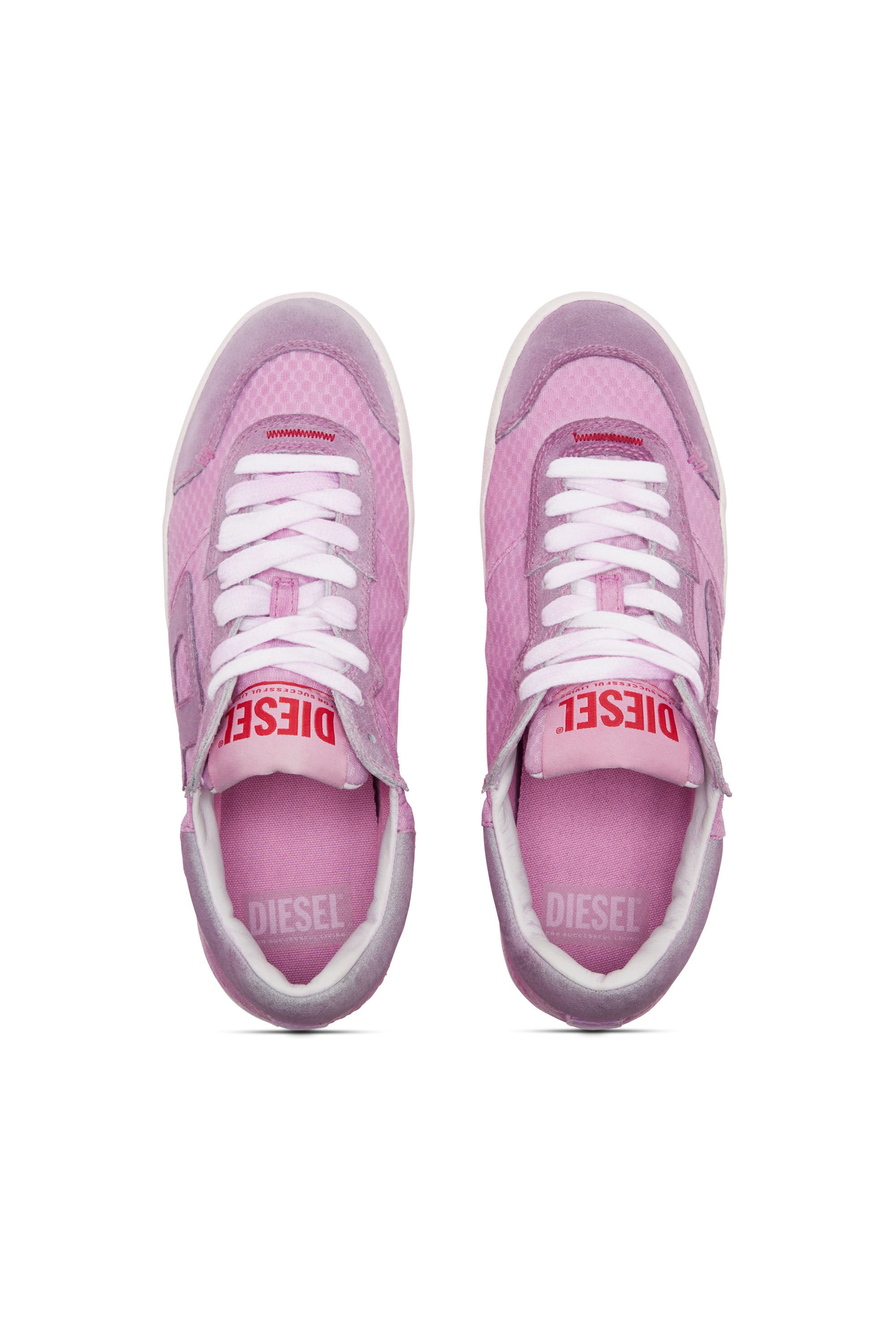 Diesel - S-LEROJI LOW W, Woman S-Leroji Low-Low-top sneakers in mesh and suede in Pink - Image 4