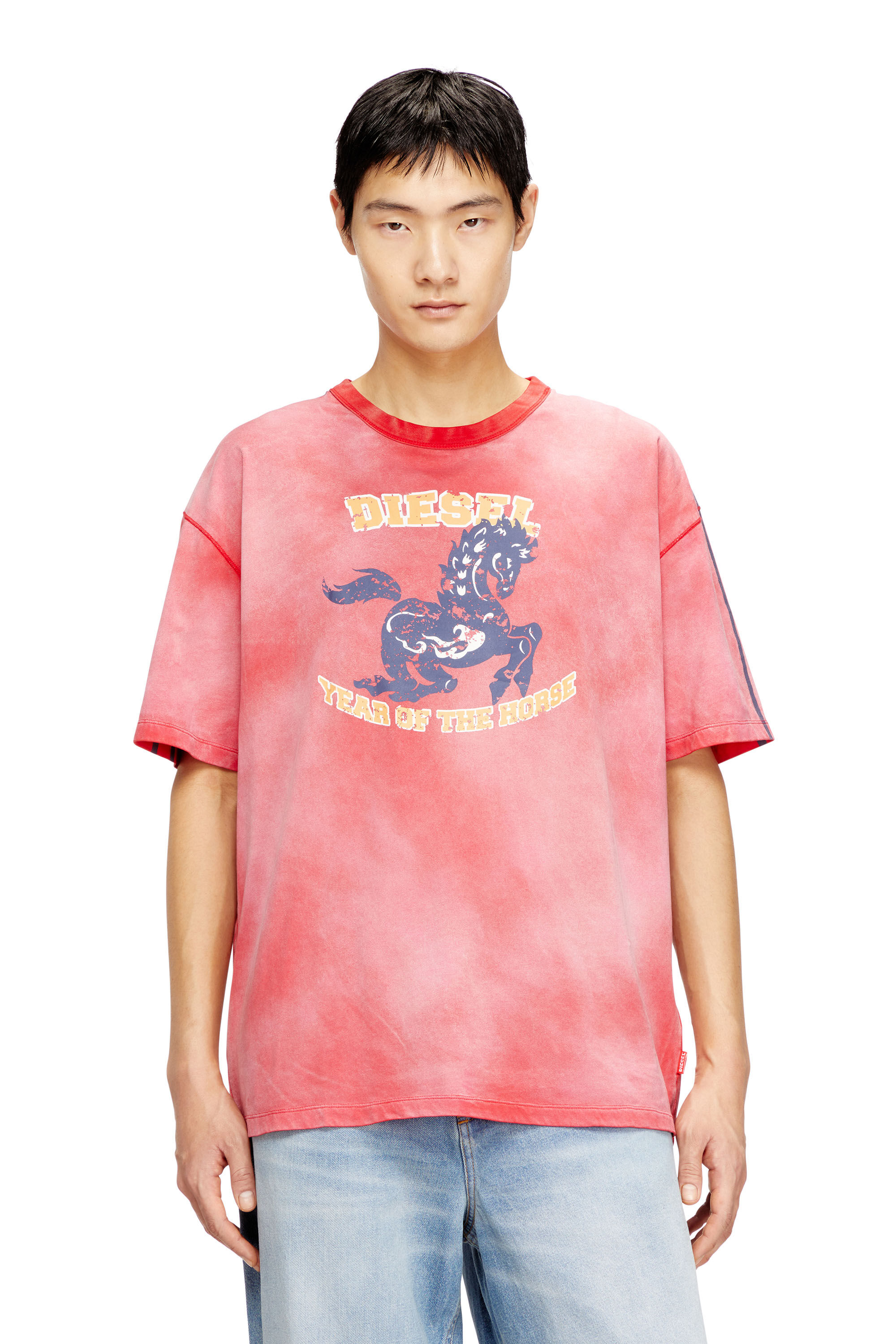 Diesel - CL-T-BOXT-HORSE, T-shirt in cotone con stampa grafica di cavallo Uomo in Rosso - 3