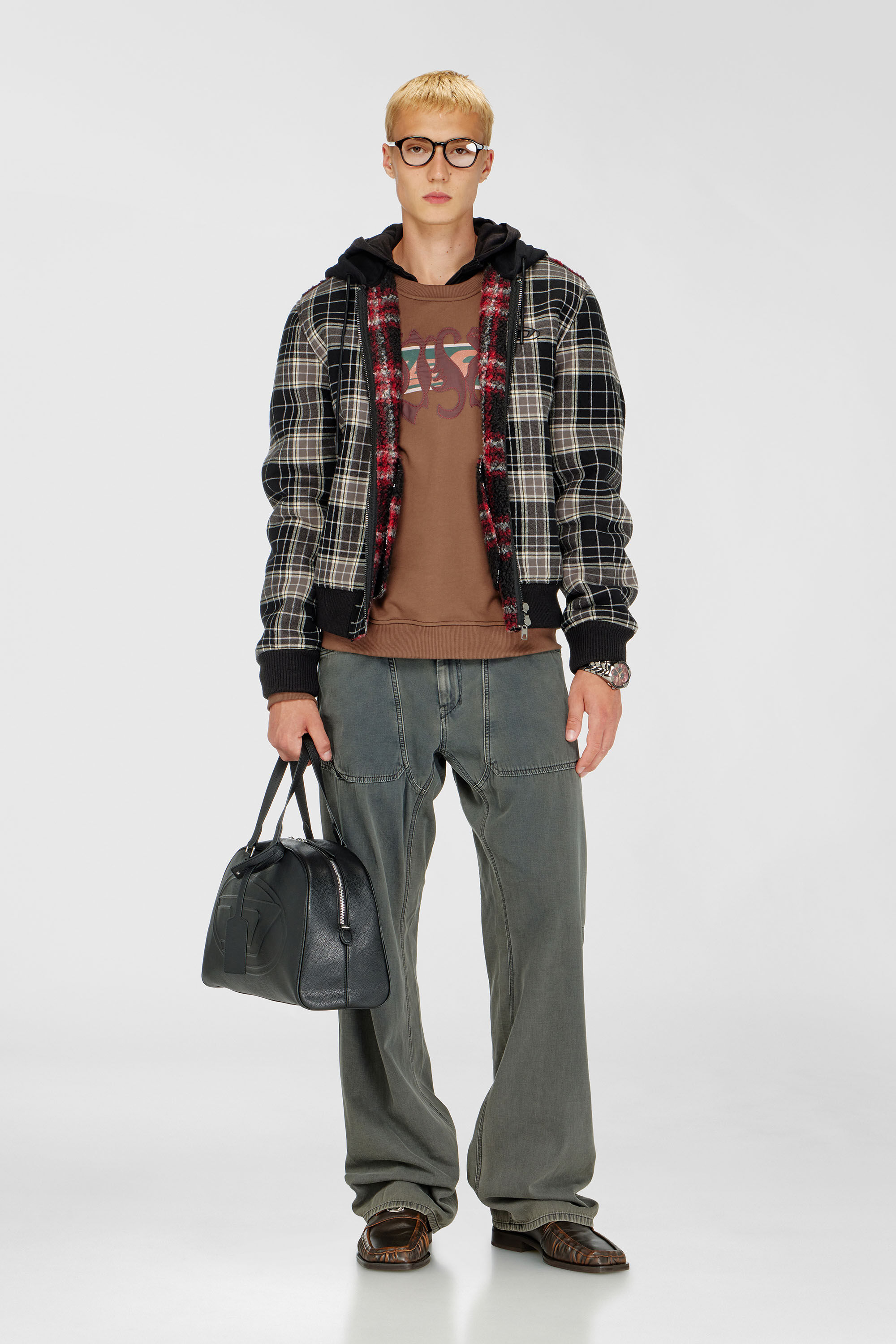 Diesel - S-NORM-AA6, Felpa con stampe grafiche e patch Uomo in Marrone - 1