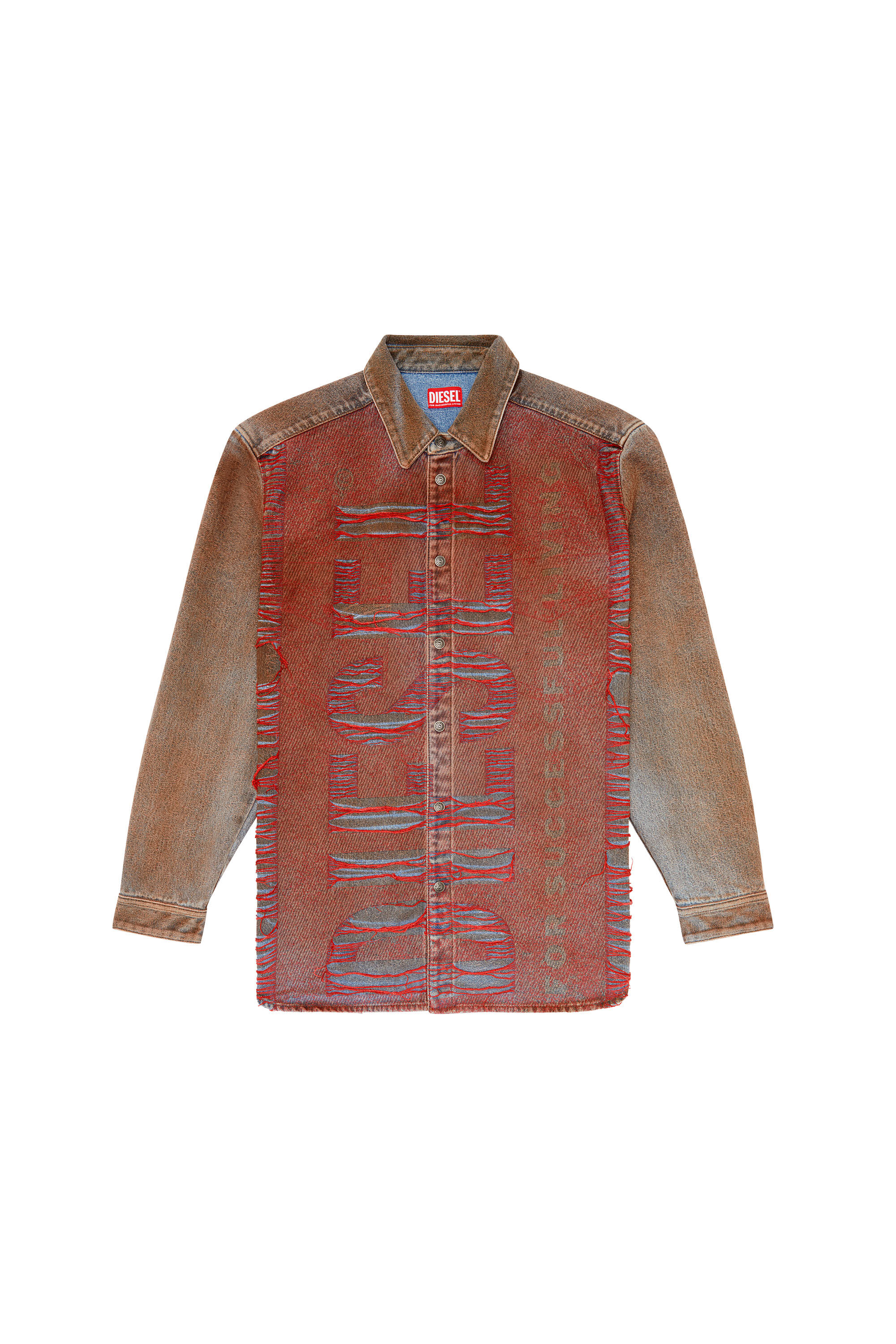 Diesel - D-SIMPLY-OVER-S, Camicia in denim con logo jacquard Uomo in Multicolor - 2